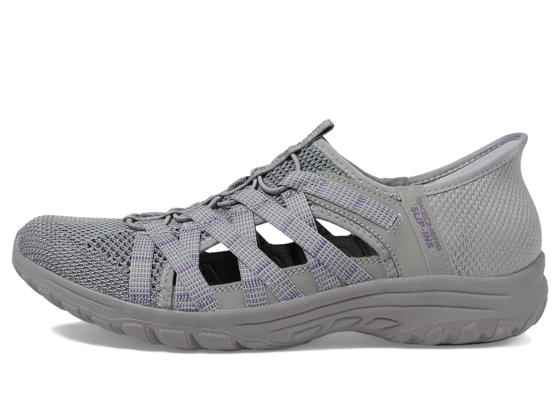 Skechers Women's Slip-Ins Reggae Fest 2.0 Sneakers - Comfortable Walking Shoes with Memory Foam in Gray | Perfect for Casual Wear, Travel & Everyday Comfort