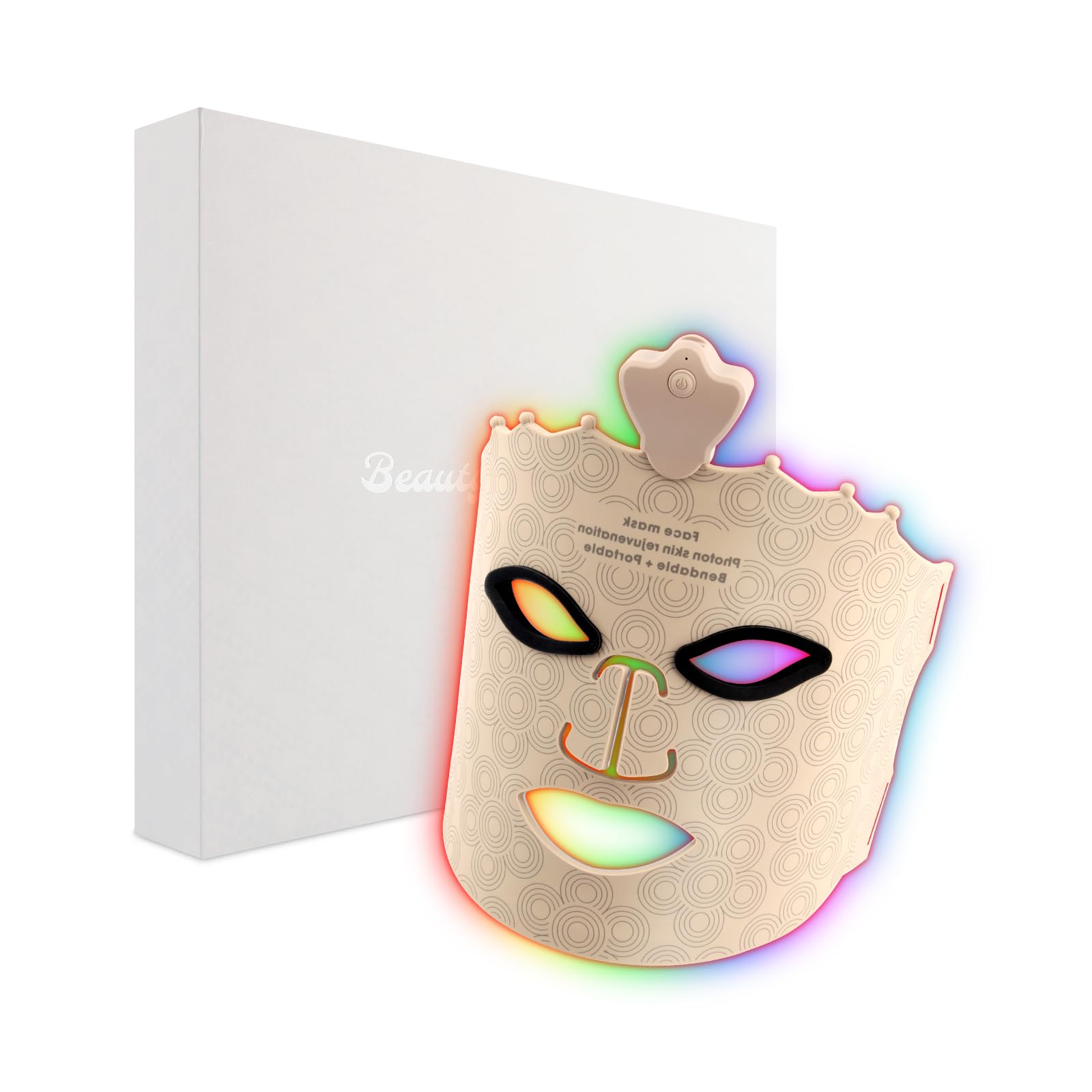 7 Color LED Face Mask Light Therapy - Red Light Therapy Mask for Anti-Aging & Wrinkle Reduction | Silicone Skin Care Mask with Eye Protection Cushion | Perfect for At-Home Facial Treatments & Spa Days