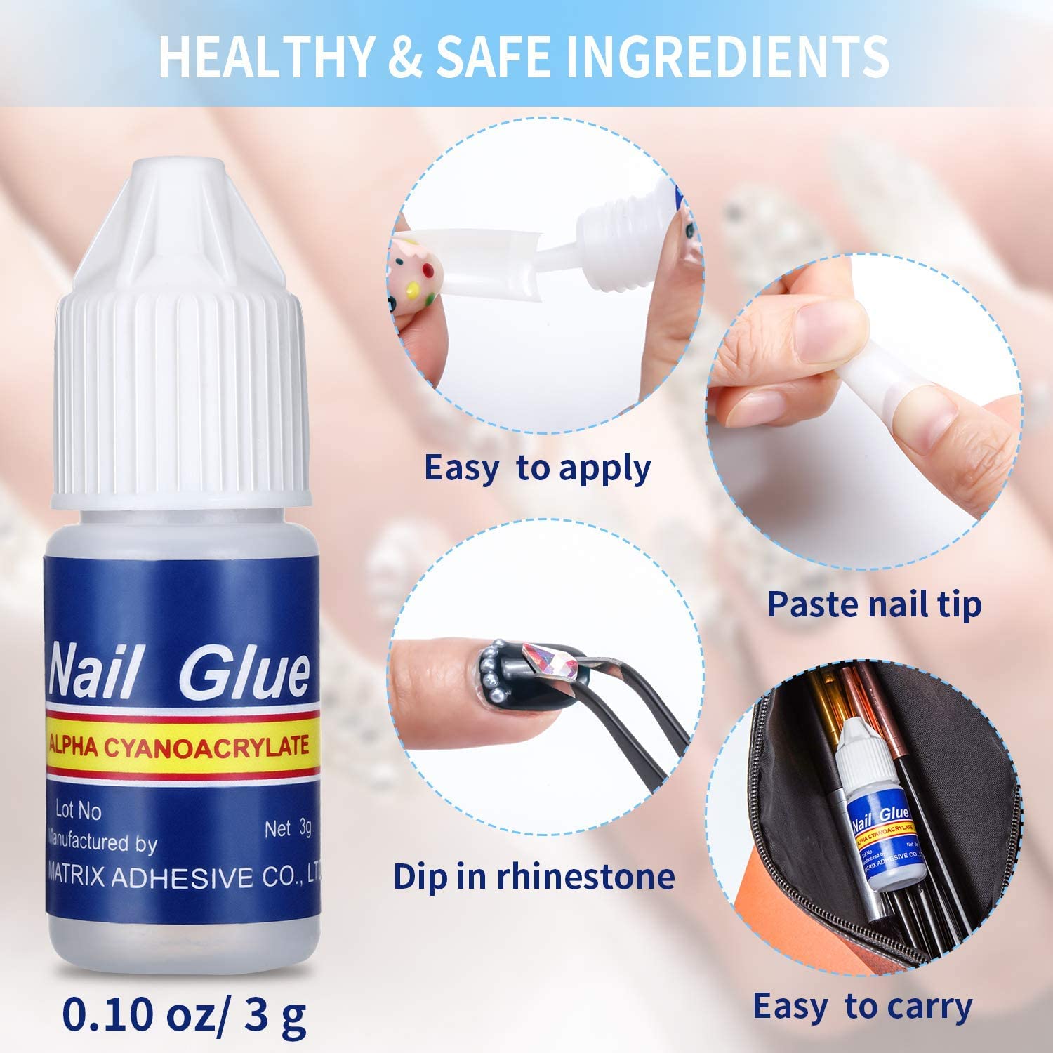 Professional Nail Glue for Women - Strong & Long-Lasting Nail Adhesive - Perfect for Acrylic Nails, Press On Nails & Nail Art - Colors Cosmetics