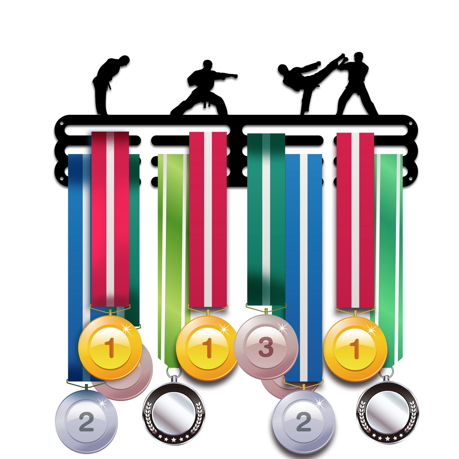 PH PandaHall 3-Tier Metal Medal Hanger Display Rack - Wall Mount Sports Award Organizer for Karate, Cheerleading & Jewelry (Holds 50+ Medals, 15.75 Inch/40cm) - Perfect for Trophy Rooms, Gym Displays & Home Decor