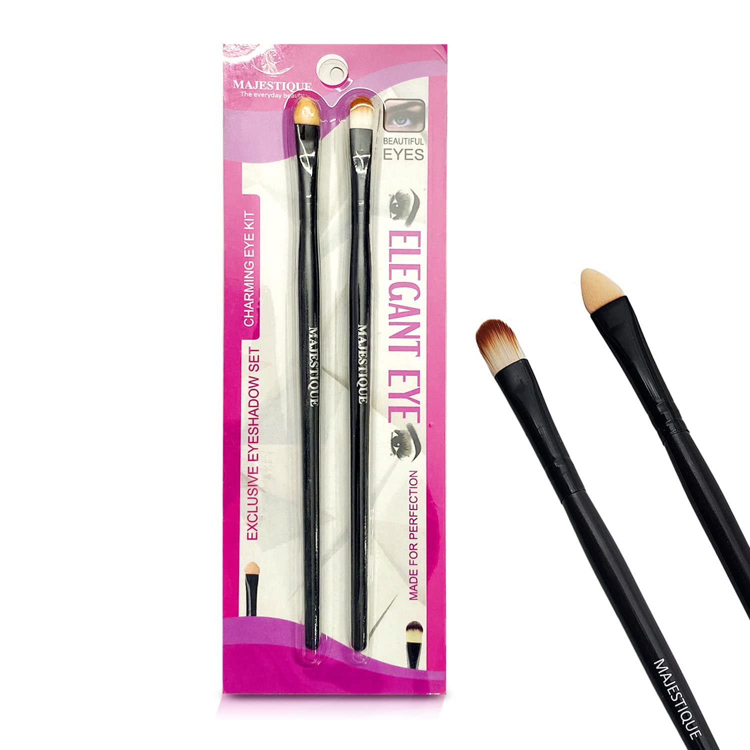 Majestique Charming Eye Kit - Premium Synthetic Eyeliner & Eyeshadow Applicator Set (2-Piece) for Women & Girls - Professional Quality Makeup Tools for Day & Night Looks