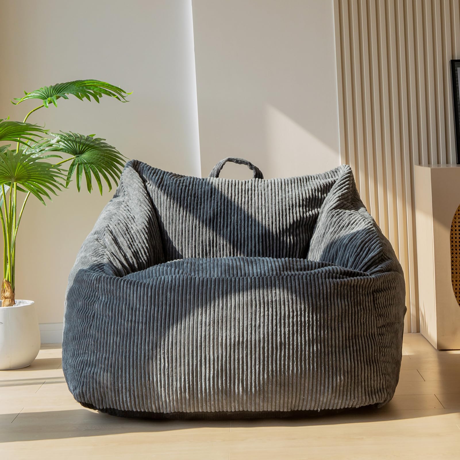 MAXYOYO Bean Bag Chair with Handle - Soft Floor Sofa for Adults, Kids & Teens - Comfortable Accent Chair with Pocket for Gaming, Reading & Relaxing - Perfect for Living Room, Bedroom & Game Room