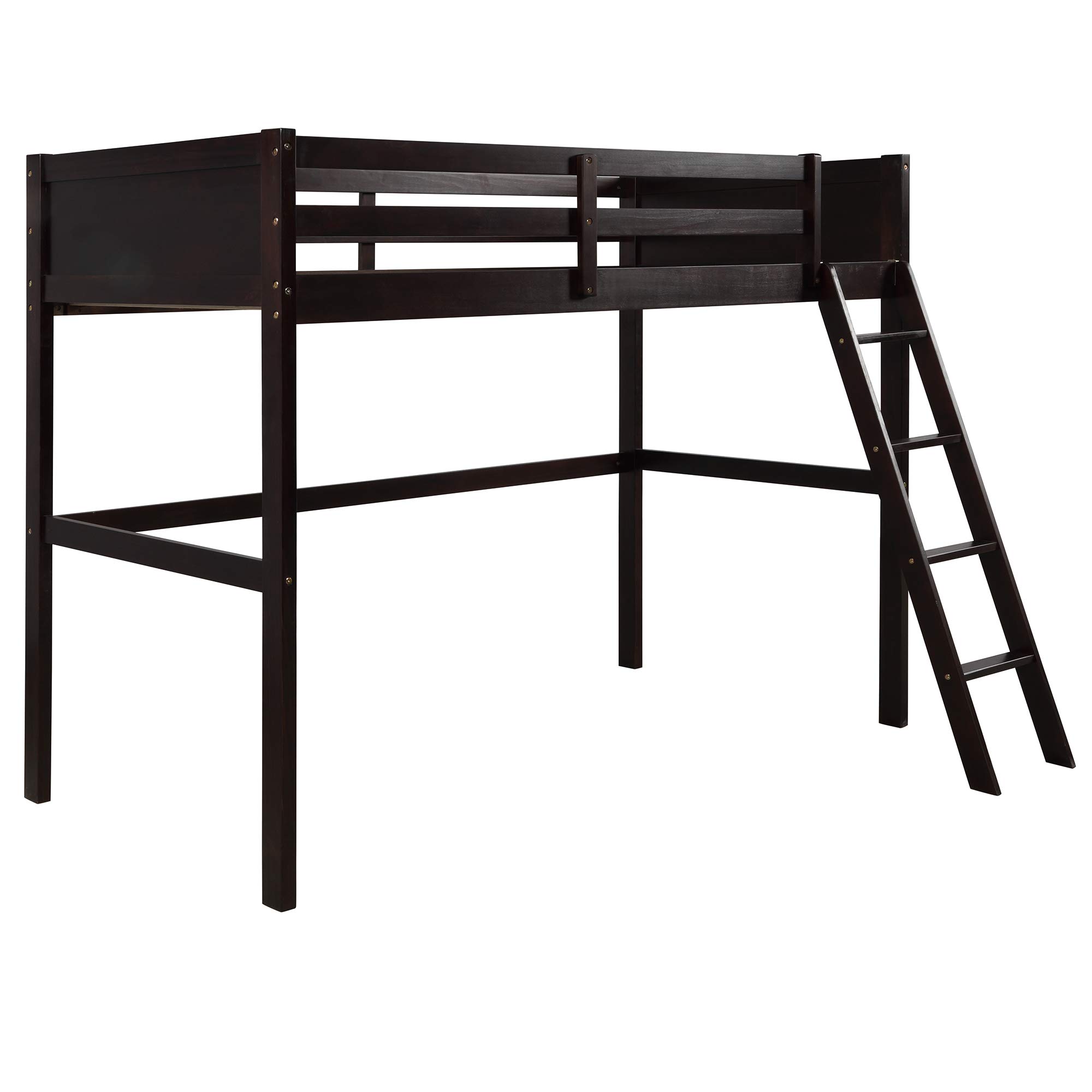 KLMM Twin Over Full Bunk Bed - Solid Wood Loft Bed Frame with Cabinet, Ladder & Guardrail | Convertible to 2 Separate Beds | Space-Saving Kids Bedroom Furniture (Espresso Finish) | Perfect for Small Rooms, Guest Rooms & Shared Kids' Bedrooms