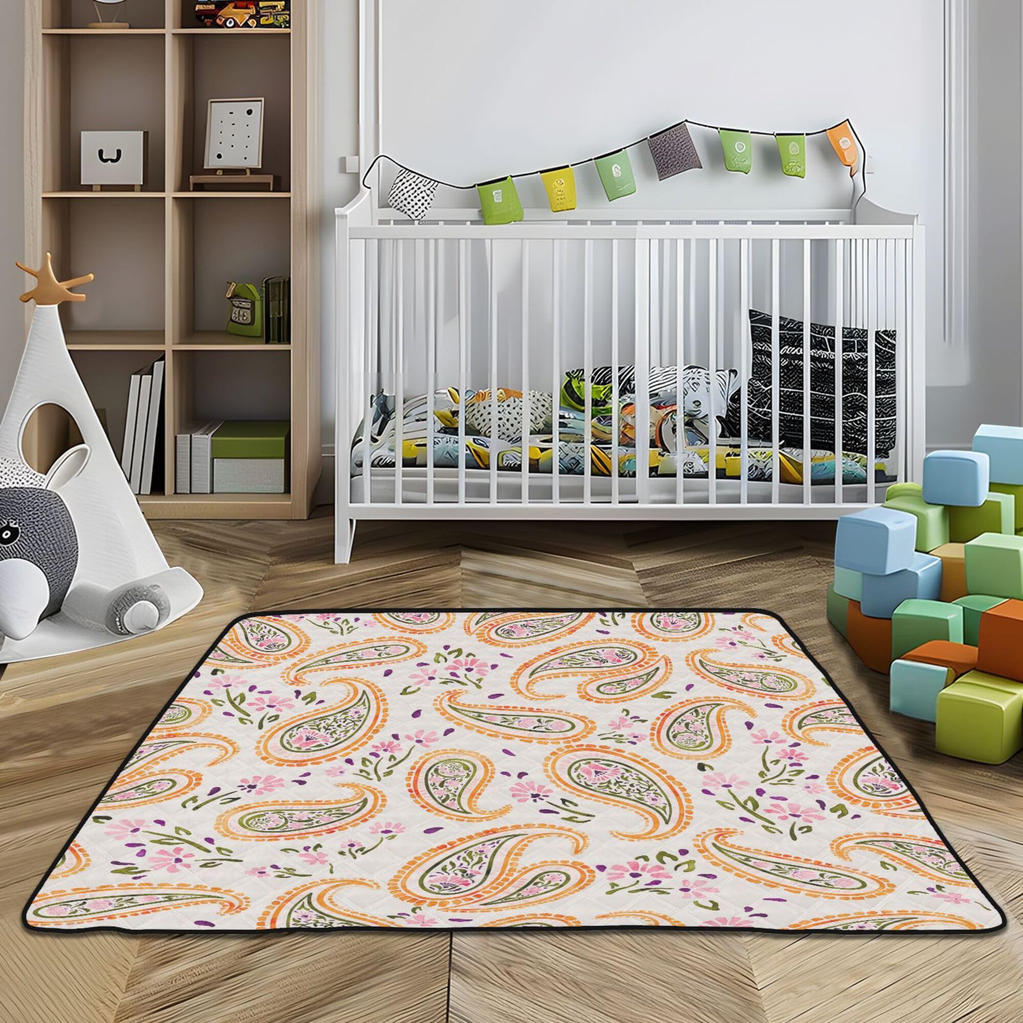 Floral Paisley Scandinavian Baby Gym & Activity Mat - Large 50