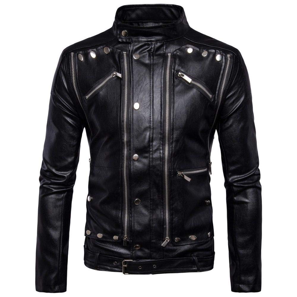UZ Global Men's Motorcycle Leather Jacket with Multiple Zippers - Stylish Biker Jacket for Riding & Casual Wear