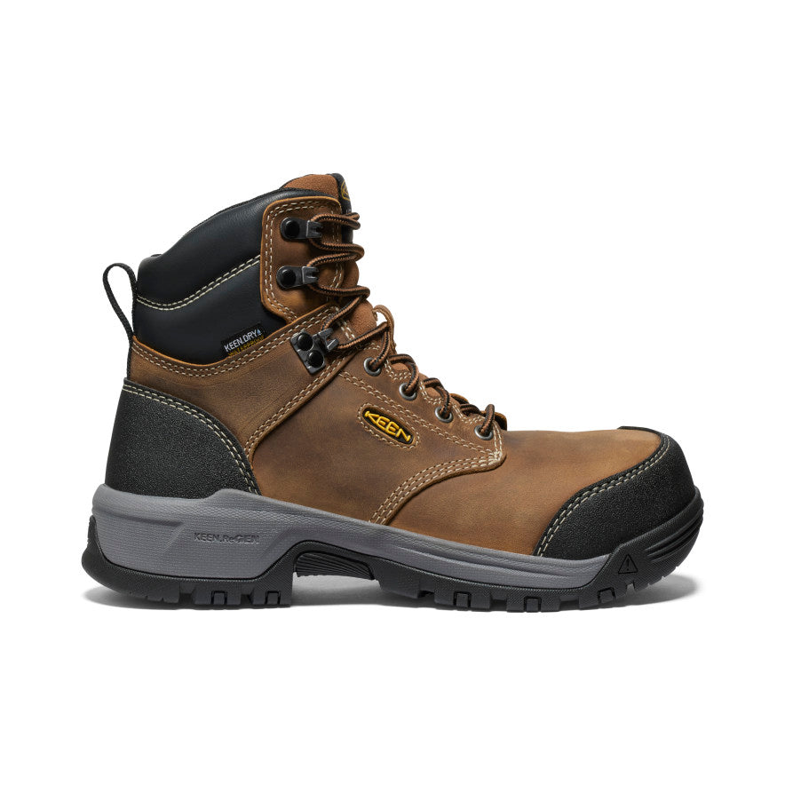 Women's Evanston 6 Waterproof Work Boots with Carbon Toe - Bison/Black - Durable Safety Boots for Construction, Hiking & Outdoor Work
