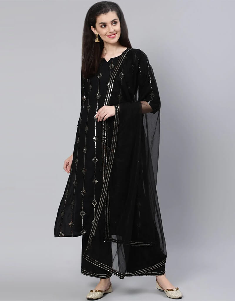 Stylish Black Viscose Rayon Palazzo Suit for Women - Comfortable & Flowy Wide Leg Pants Set - Perfect for Casual Wear, Office Outfits & Summer Fashion