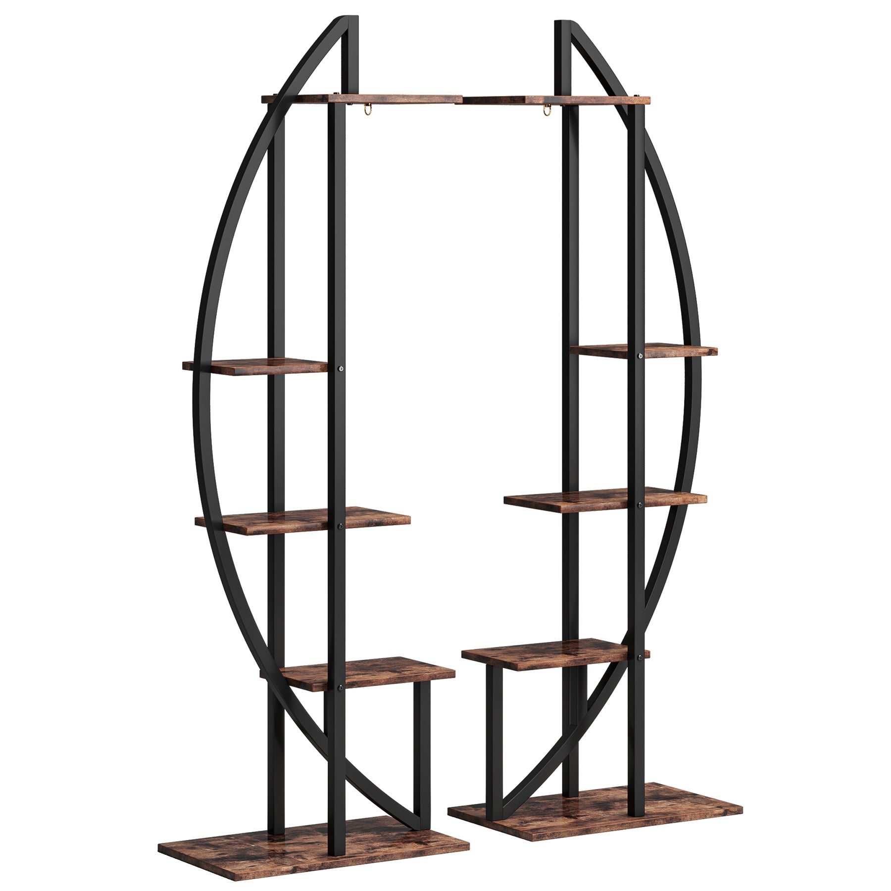 5 Tier Plant Stand Pack of 2 - Multi Layer Bonsai Flower Rack for Indoor Outdoor Garden, Balcony, Patio Decor - Sturdy Metal Shelf for Plants, Flowers, Succulents