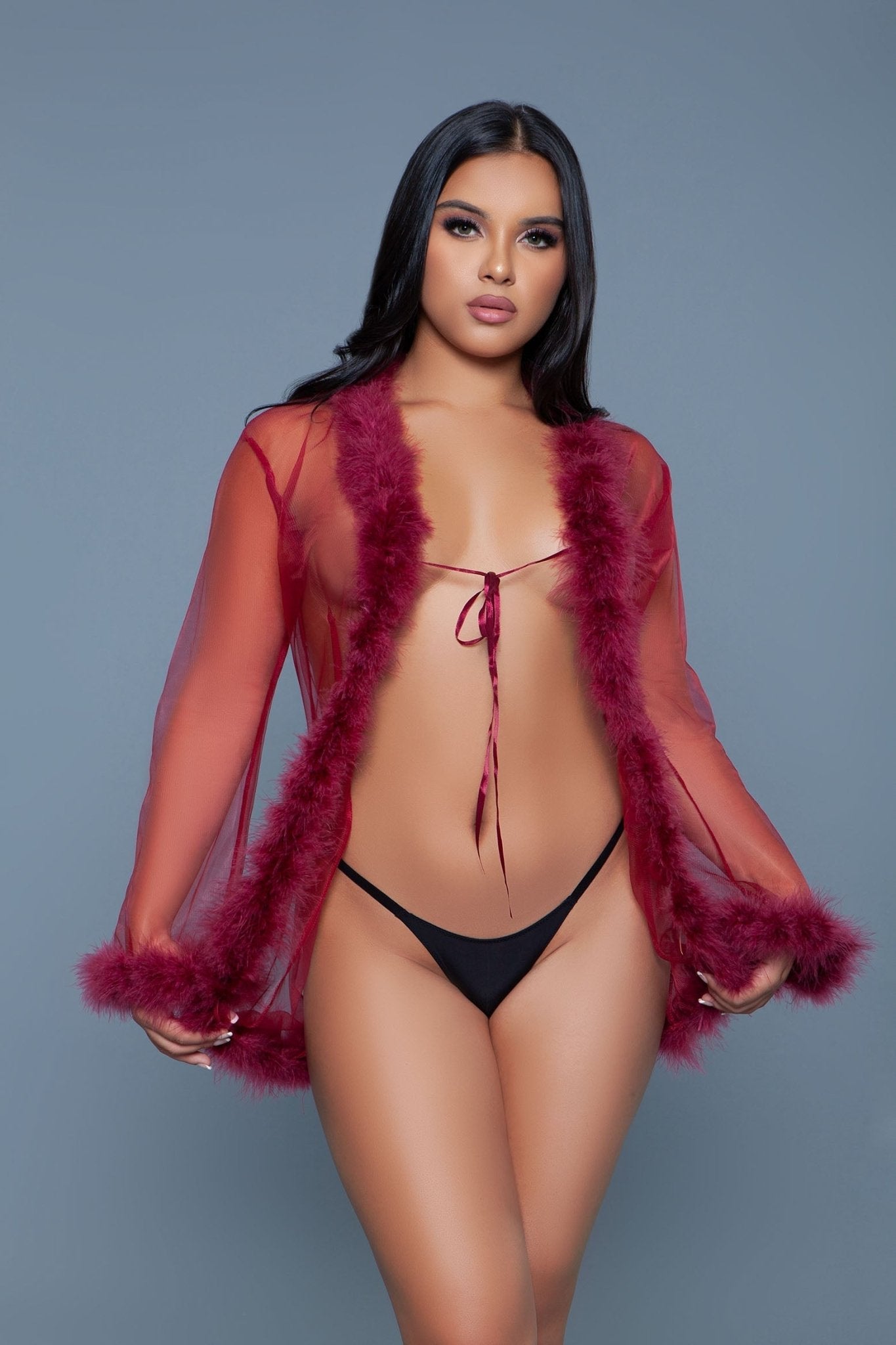 BeWicked Women's BW1650S Boudoir Robe - Sexy Lingerie for Women, Plus Size & Sheer Lace Kimono - Perfect for Valentine's Day, Bridal Shower, and Romantic Nights