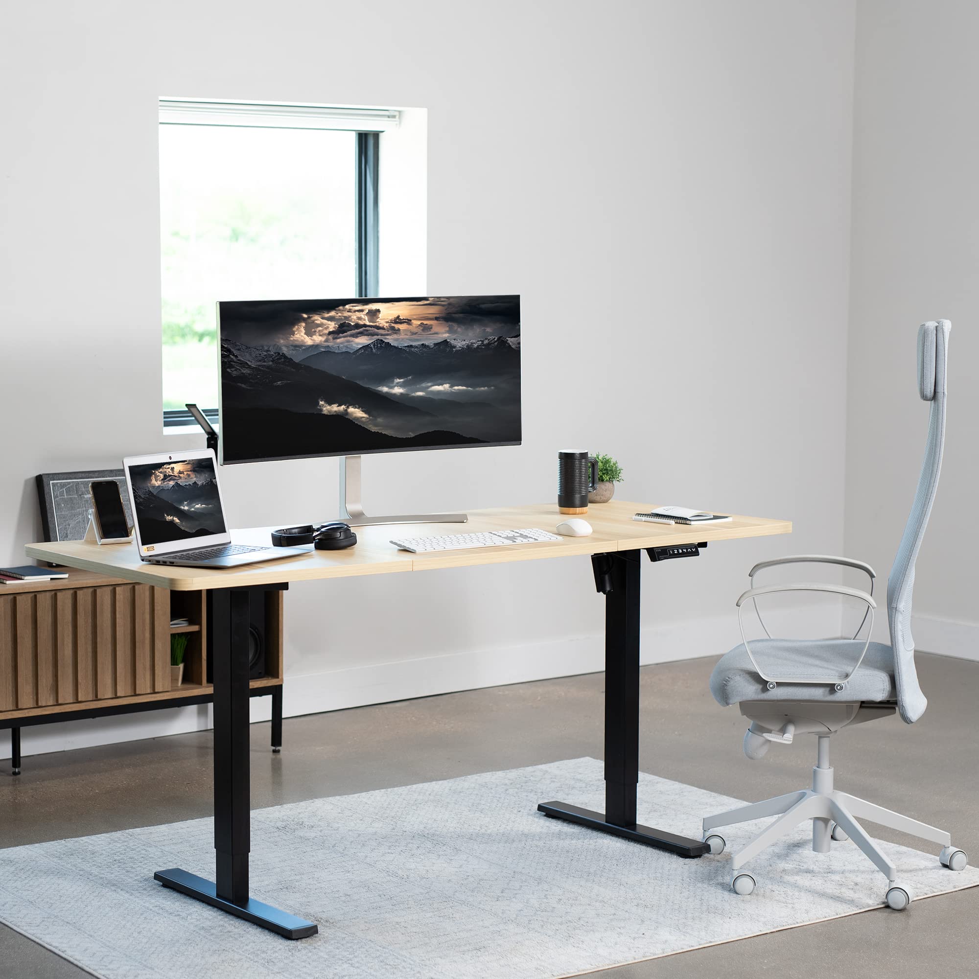 VIVO Electric Standing Desk Frame - Adjustable Height Workstation with 220 lbs Capacity, Brushless Motor & Memory Controller, Black (DESK-V100EBY) - Perfect for Home Office, Gaming Setup, and Ergonomic Workspaces