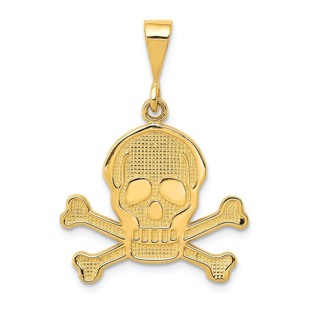14K Yellow Gold Skull Bones Charm Pendant - FJC Finejewelers - Gothic Jewelry for Men & Women - Perfect for Halloween, Punk Style & Edgy Fashion Accessories
