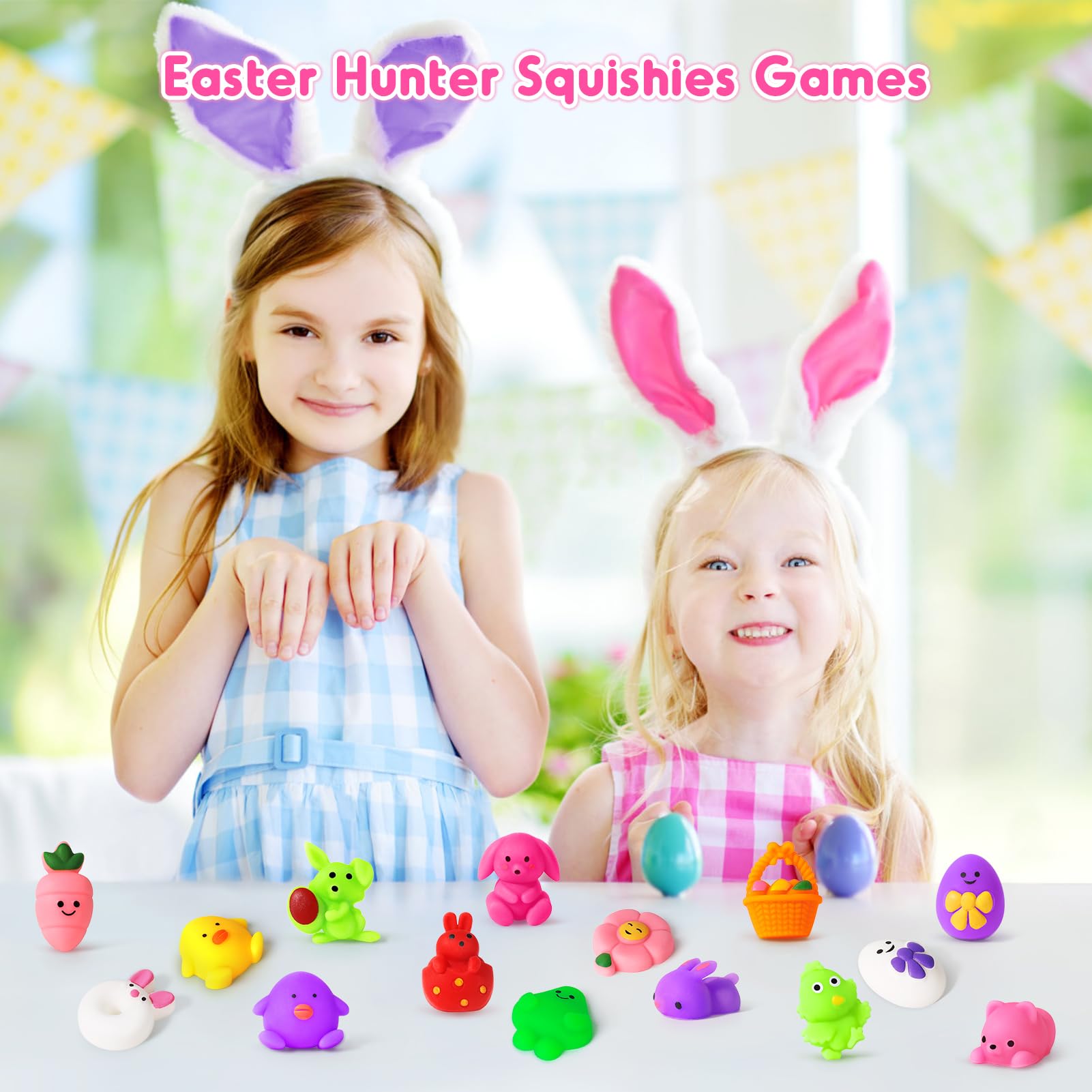 NPET 60pcs Easter Mochi Squishy Toys - Bulk Easter Egg Stuffers, Squishies Party Favors for Kids, Boys & Girls - Cute Stress Relief Toys for Easter Baskets, Classroom Rewards & Birthday Party Gifts