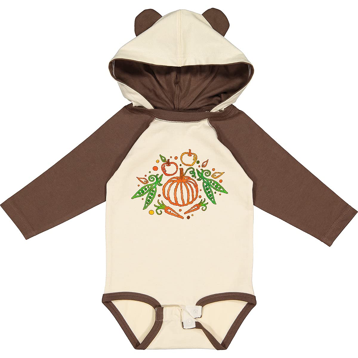 Inktastic Thanksgiving Pumpkin Vegetables Fruit Harvest Long Sleeve Baby Bodysuit - Cute Fall Outfit for Infants, Perfect for Family Gatherings & Autumn Photo Shoots