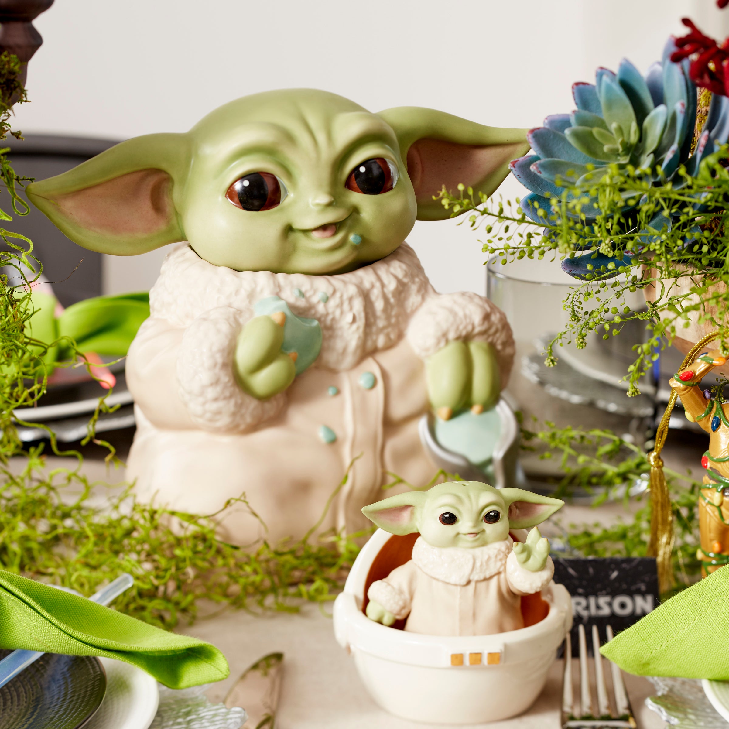 Grogu The Child Figural Cookie Jar - Star Wars Inspired Ceramic Cookie Storage for Kitchen, Home Decor & Gift Idea