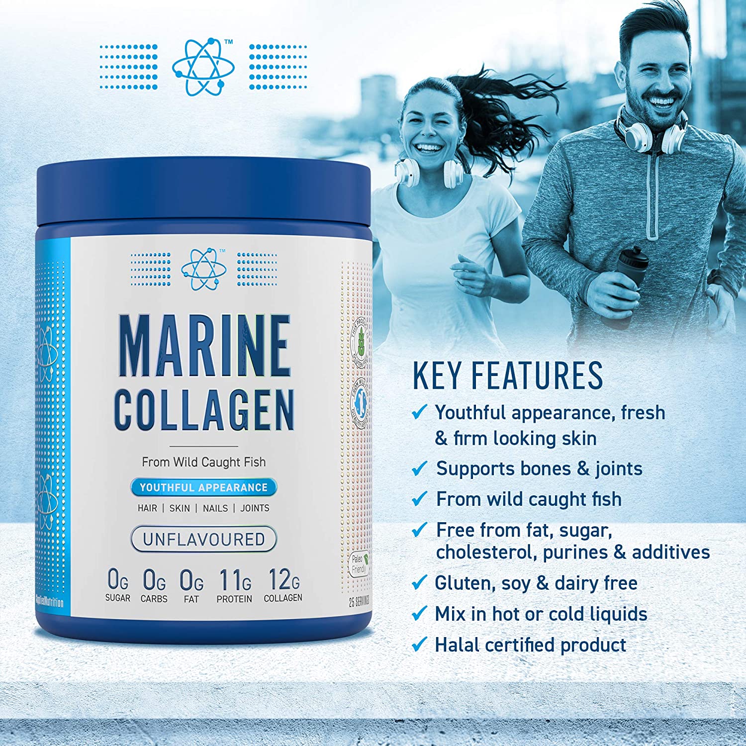 Pure Marine Collagen Peptides Powder 300g - Unflavored Collagen Supplement for Skin, Hair & Joint Support - Hydrolyzed for Better Absorption - Keto & Paleo Friendly (Great for Smoothies, Coffee & Baking)