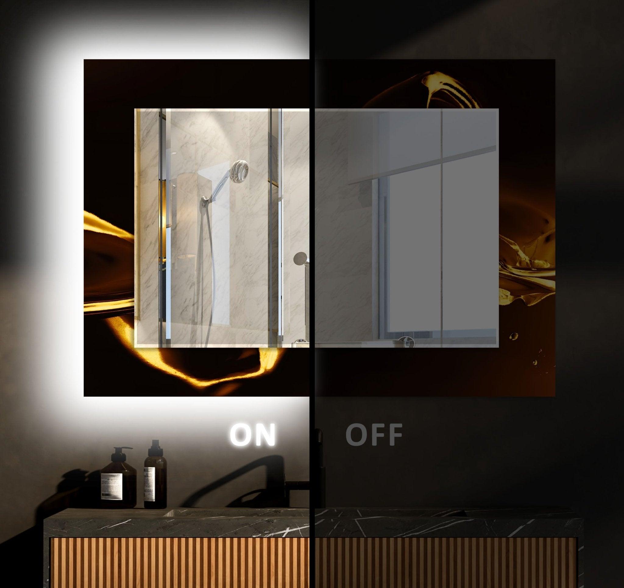 Abstract Black & Gold Framed Wall Mirror - Modern Decorative Mirror for Living Room, Bedroom & Entryway - Elegant Home Decor & Stylish Vanity Mirror