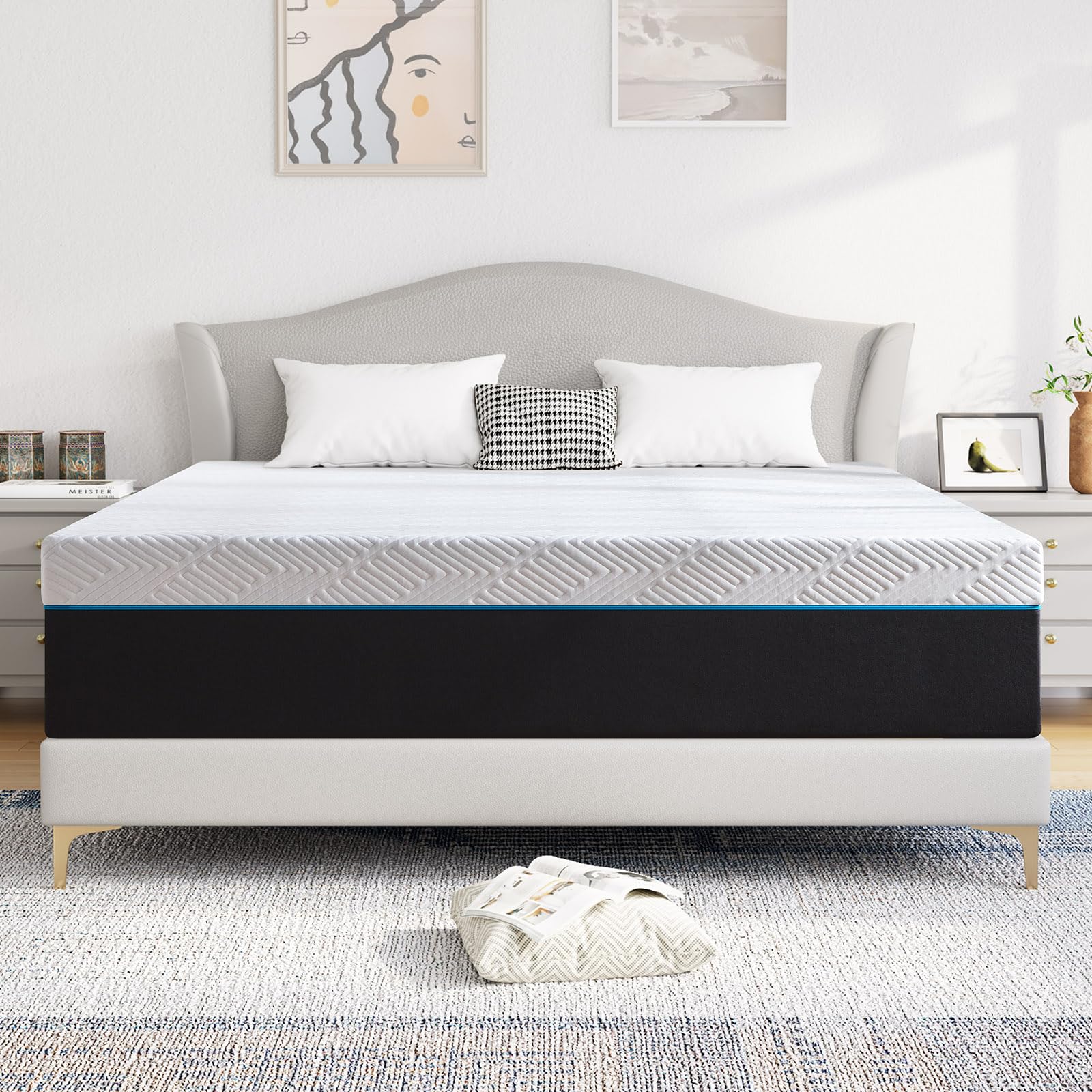 10 Inch Queen Size Mattress in a Box - Medium Firm Memory Foam Mattress for Back Support & Pressure Relief, 60