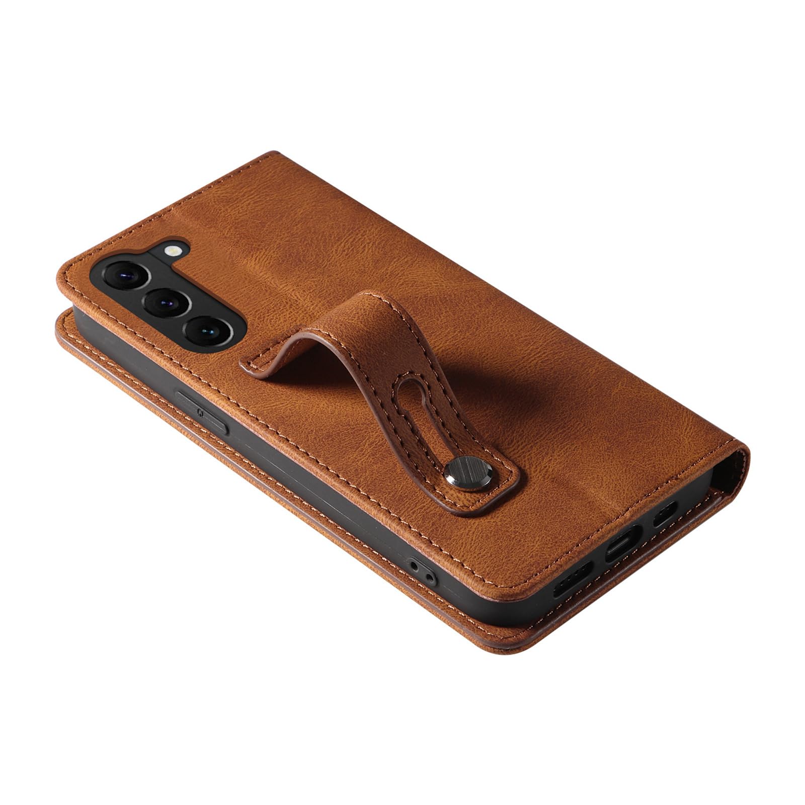 Premium PU Leather Magnetic Flip Case for Samsung Galaxy S24 Ultra/S24 Plus/S24 - Slim Wallet Cover with Card Slots & Invisible Stand (Brown) - Perfect for Work, Travel & Everyday Protection