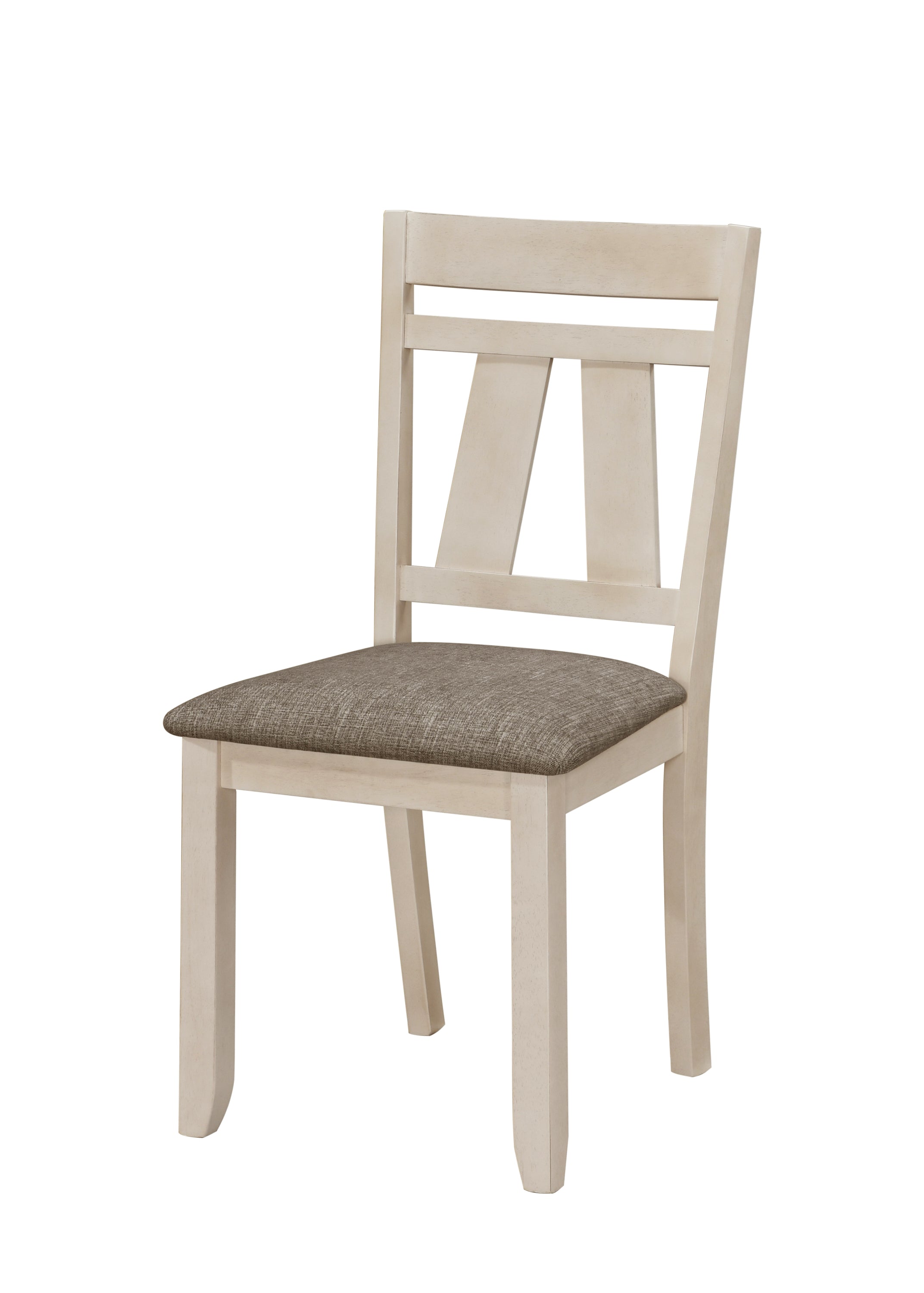 2pc Cottage Style Dining Side Chairs with Upholstered Seat - Chalk Gray Wooden Dining Room Furniture Set | Transitional Design for Kitchen, Breakfast Nook & Small Space Dining