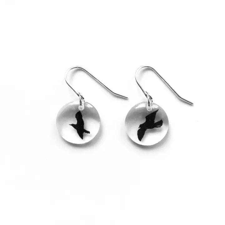 Black Drop Designs Round Bird Earrings - Stylish & Lightweight for Everyday Wear, Parties & Special Occasions