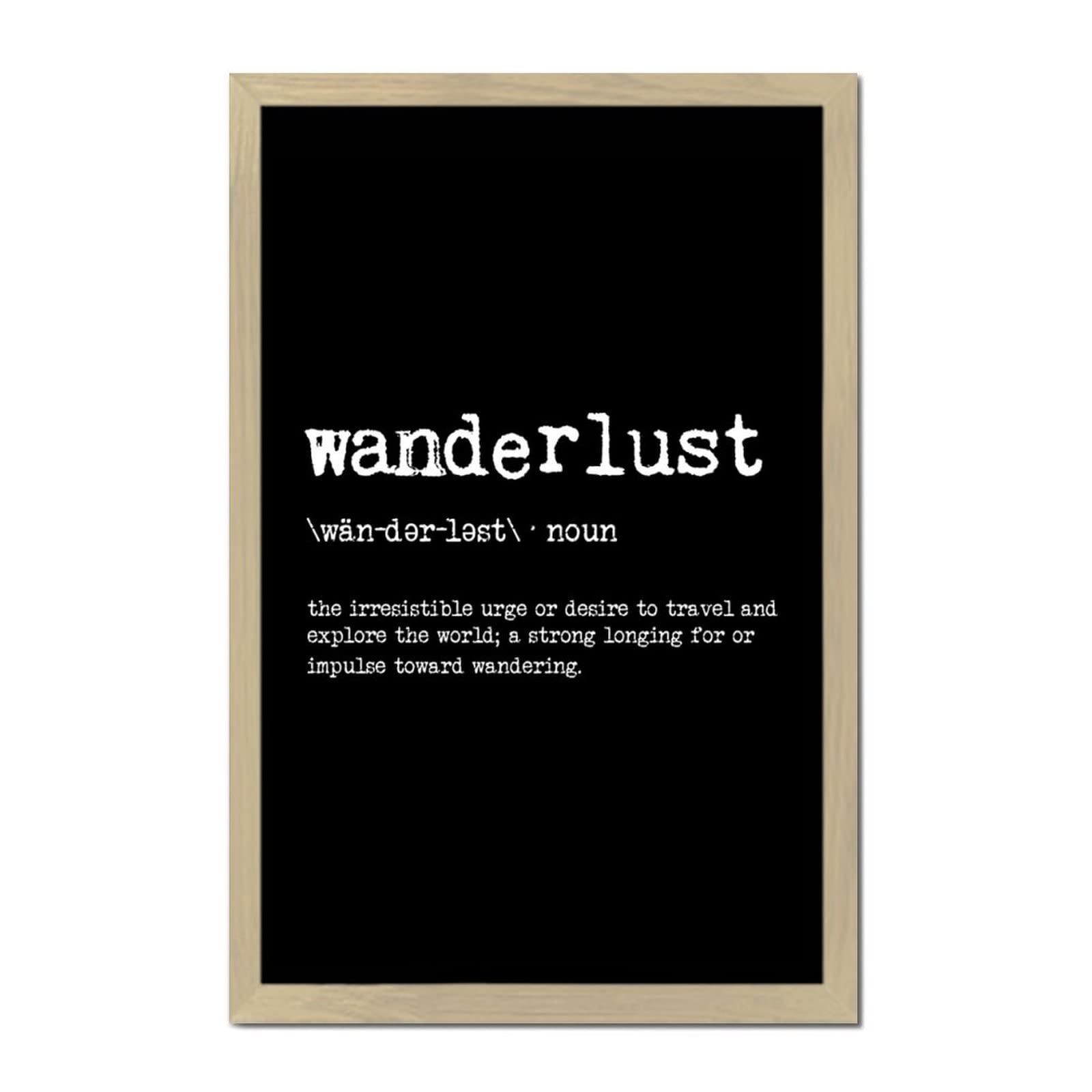 Wanderlust Dictionary Definition Wooden Wall Plaque - Black Stained Rustic Hanging Sign for Bedroom Decor, First Home Gift (12x8 Inches) - Perfect for Above Bed, Living Room, or Entryway Wall Art