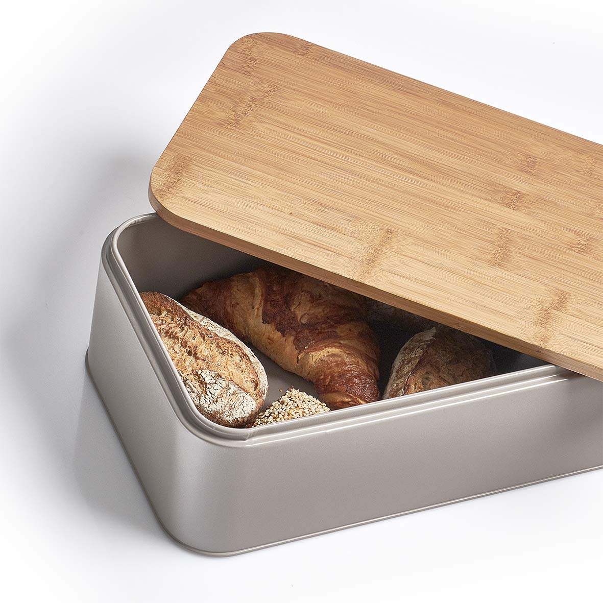 25371 Grey Bread Bin - Airtight Bread Storage Container for Kitchen Countertop, Pantry, or Dining Table - Keep Bread Fresh & Organized