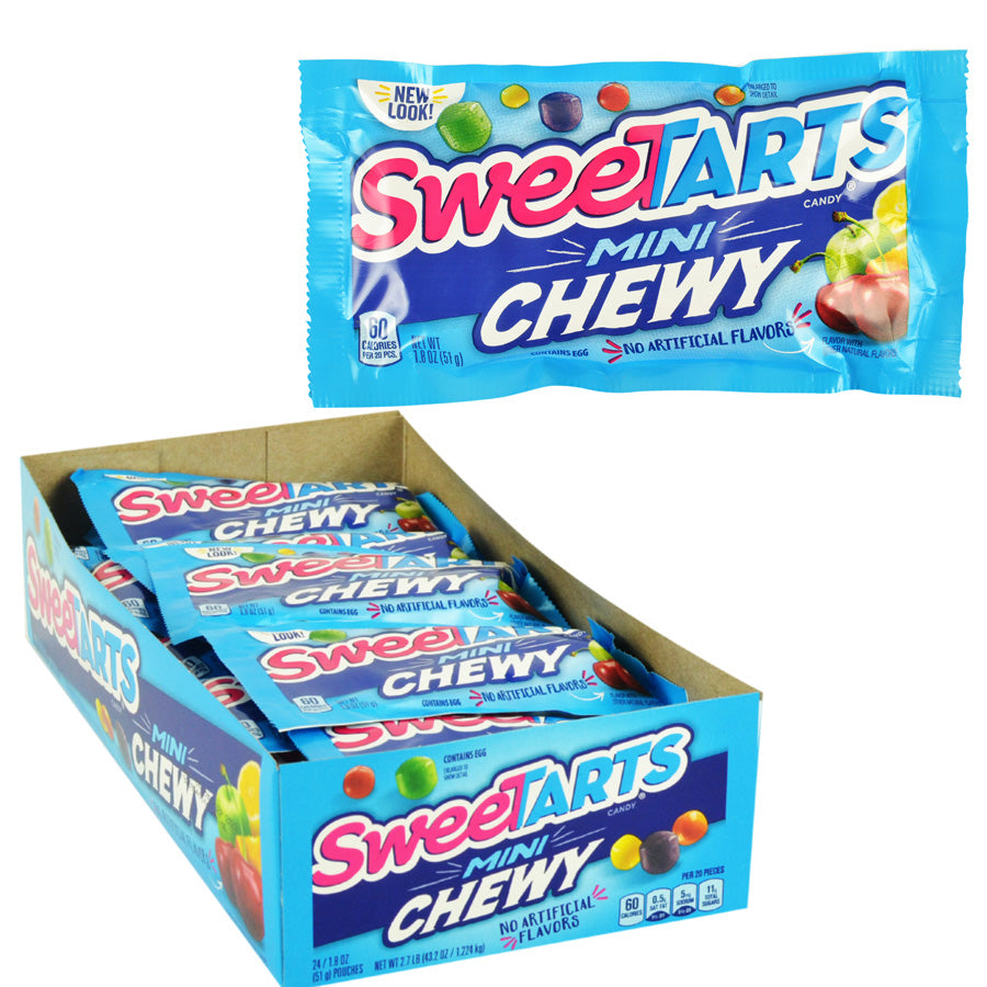 Chewy SweeTarts™ Mini Candy Display Box - Bulk Individually Wrapped Sour & Sweet Treats for Halloween, Parties, and Office Snacks