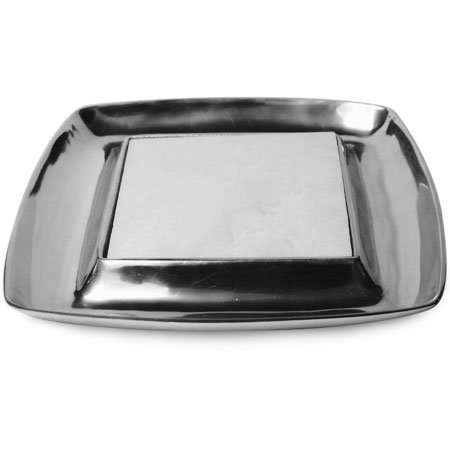 Premium IHI IH Recessed Border Silver Square Serving Tray - Elegant Modern Appetizer & Dessert Platter for Parties, Weddings & Home Decor