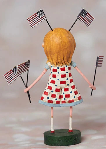 Lori Mitchell Collectible Figurine - Fannie's Flags - Hand-Painted Resin Statue for Home Decor, Gift & Display | Perfect for Shelves, Desks & Seasonal Decorations