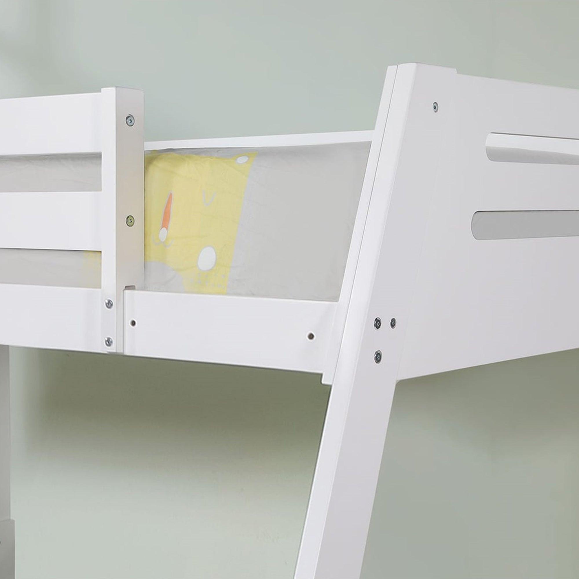 Solid Wood Twin/Full Bunk Bed with Reversible Angled Ladder & Underbed Drawers - Sturdy Kids Bunk Bed for Small Spaces, Bedroom & Guest Room - Perfect for Siblings, Sleepovers & Space Saving
