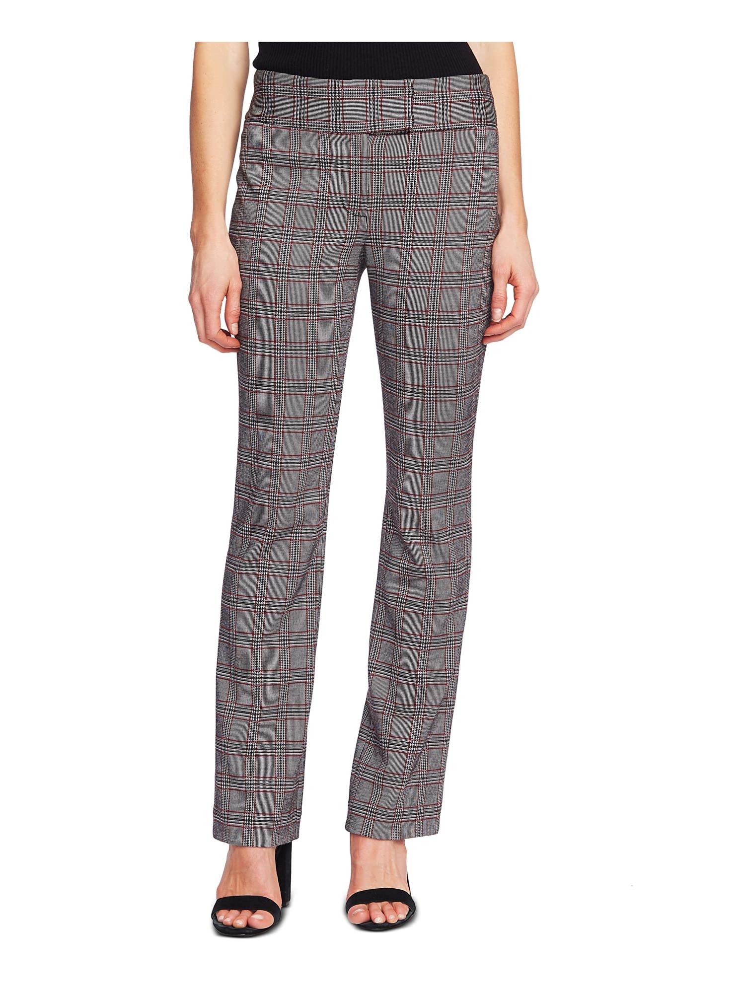 CeCe Women's Menswear Plaid Pants - Classic Black Tartan Trousers, Size 14 | High Waisted Office Pants for Business Casual & Workwear Outfits