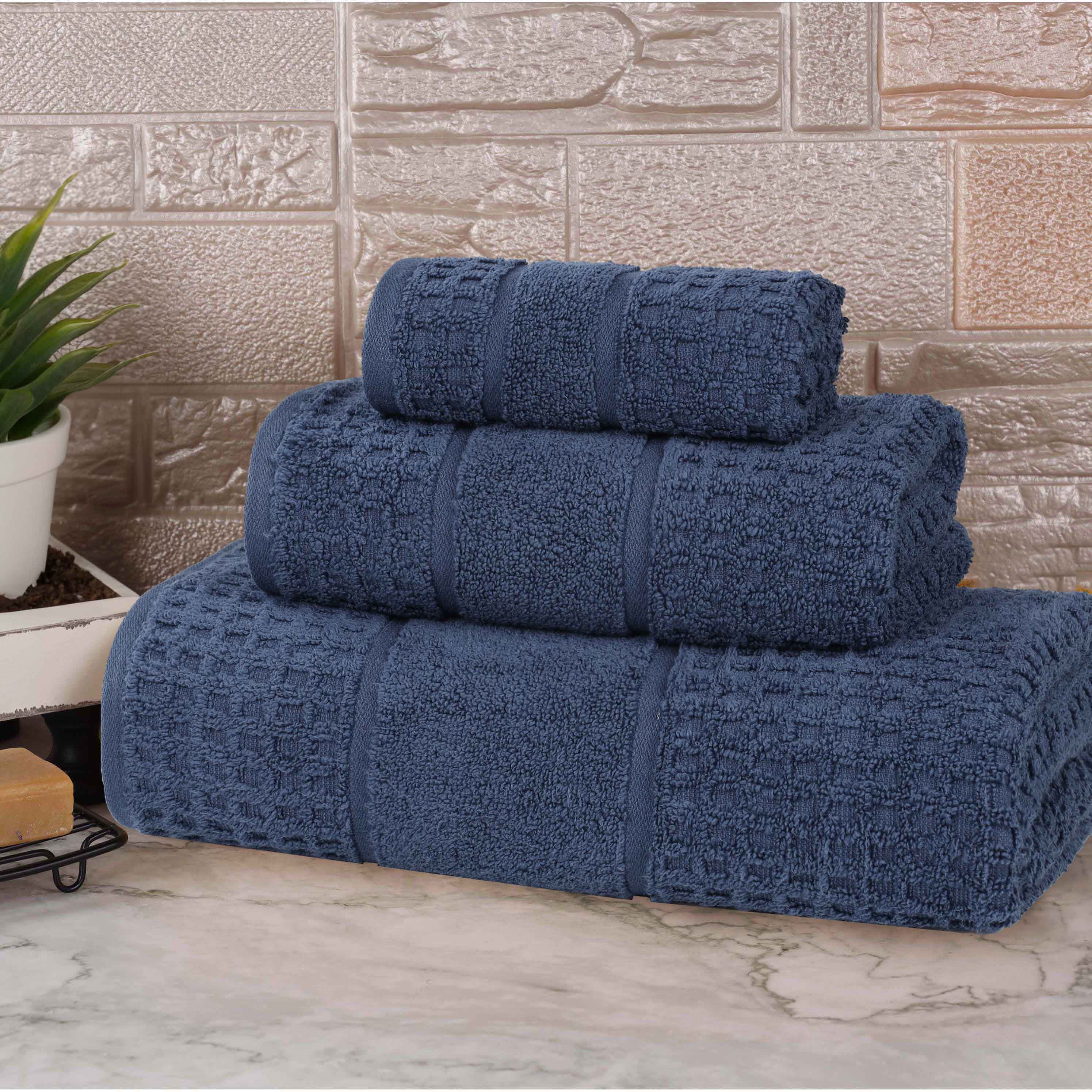 Premium Zero Twist Cotton Waffle Honeycomb Bath Towel Set - Ultra Soft & Highly Absorbent 3-Piece Set for Spa, Bathroom & Luxury Home Use