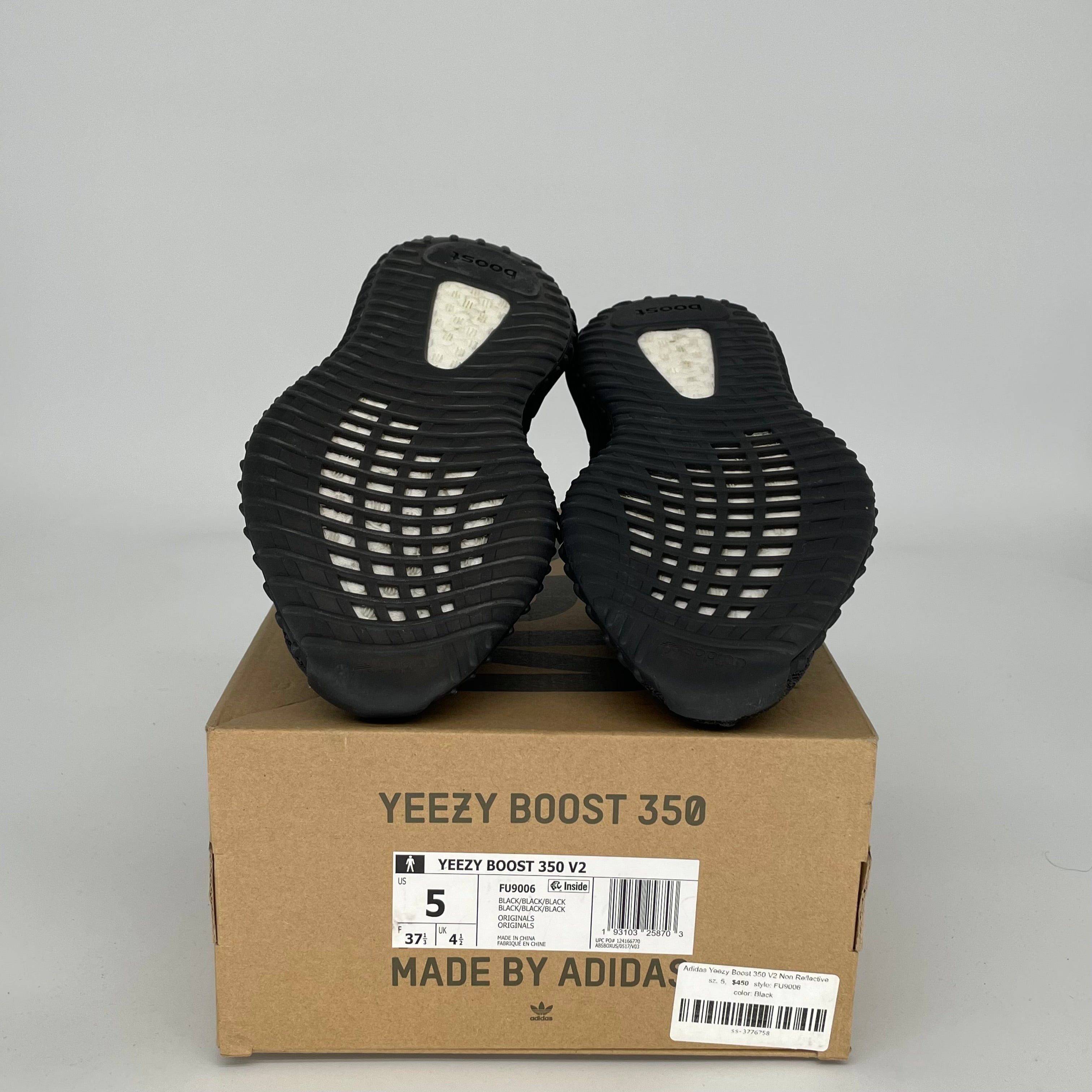 Adidas Yeezy Boost 350 V2 Black Non-Reflective Men's Running Shoes Size 5 - Stylish & Comfortable Sneakers for Casual Wear, Gym & Street Fashion