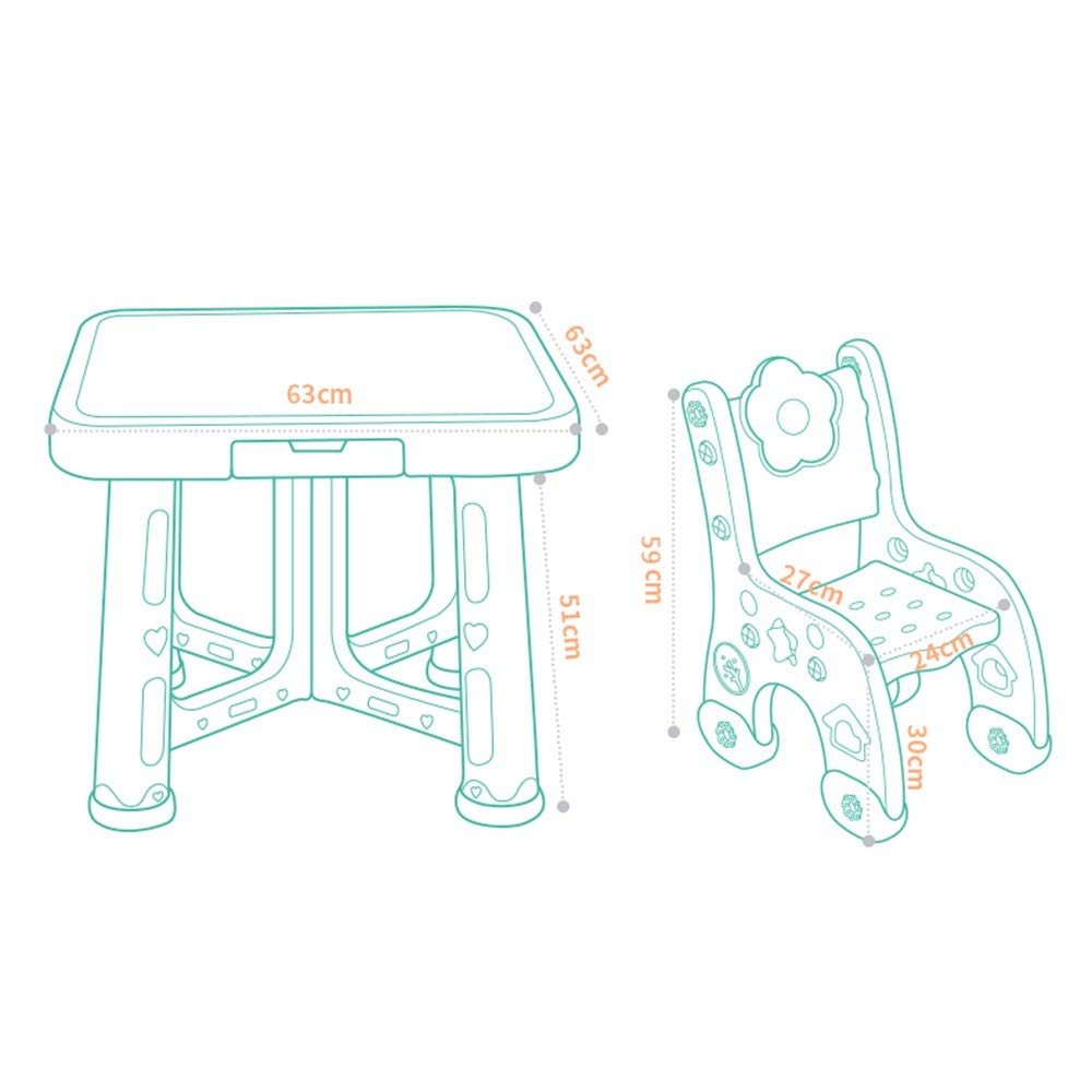 Kids Table and Chair Set - 2 Children's Playroom Furniture for Arts & Crafts, Snack Time, and Learning Activities | Durable Toddler Activity Table with Matching Chairs for Daycare, Preschool, or Home Play Area