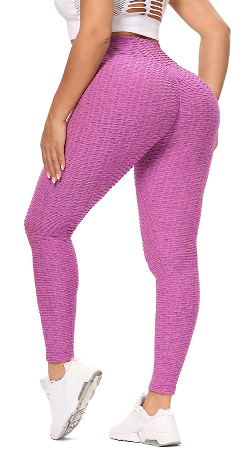 OMG_Shop Women's High Waist Ruched Butt Lifting Yoga Pants - Tummy Control Textured Workout Running Leggings for Gym, Fitness & Everyday Wear