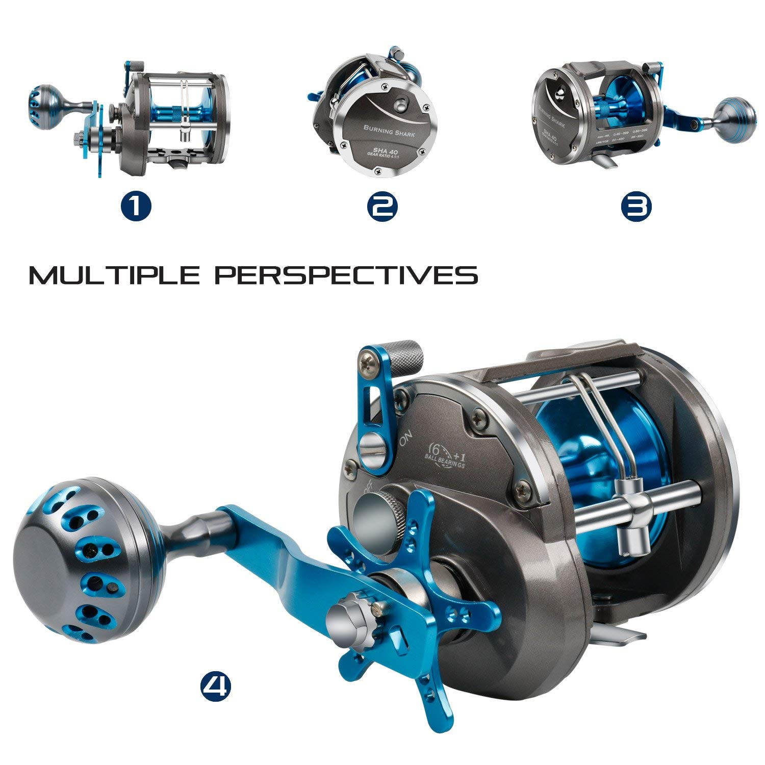 Saltwater Trolling Reel with Level Wind & Smooth Drag System - Heavy Duty Boat Fishing Reel for Ocean, Sea Bass, Grouper, Salmon - Perfect for Deep Sea Fishing & Offshore Angling Adventures