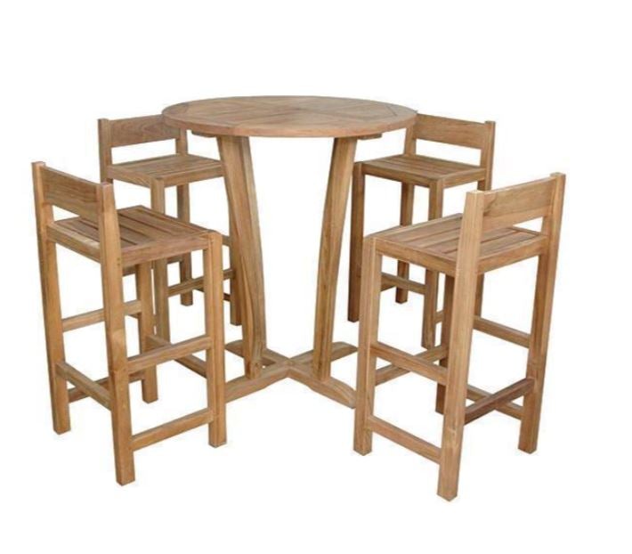 Anderson Teak Descanso Sedona 5-Piece Outdoor Bar Table Set 290 - Premium Teak Wood Patio Furniture for Backyard, Poolside & Garden Entertaining