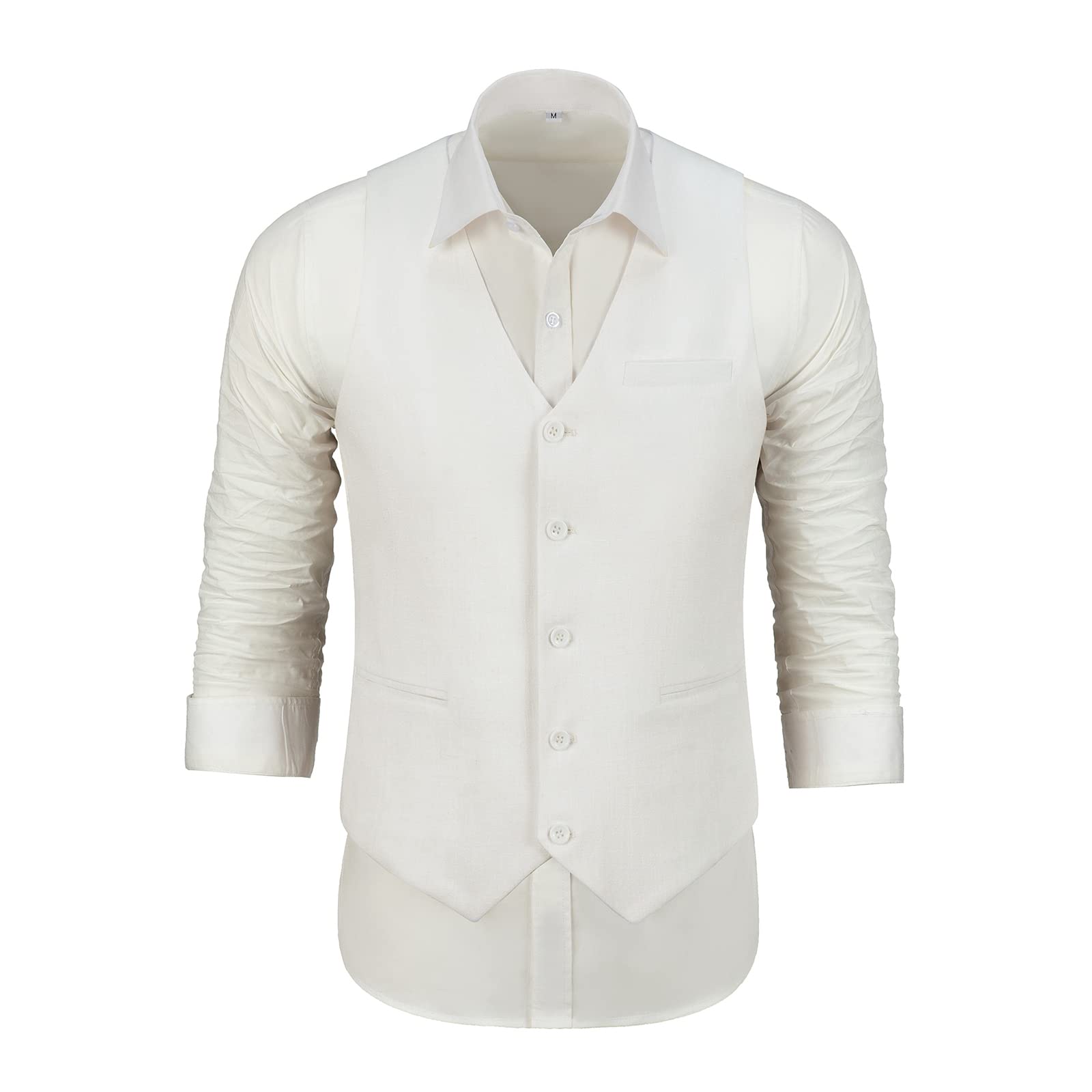 Men's Slim Fit Linen 3-Piece Wedding Suit - Blazer, Pants & Vest Set for Groomsmen, Prom & Formal Events | Breathable Summer Tuxedo for Weddings, Parties & Special Occasions