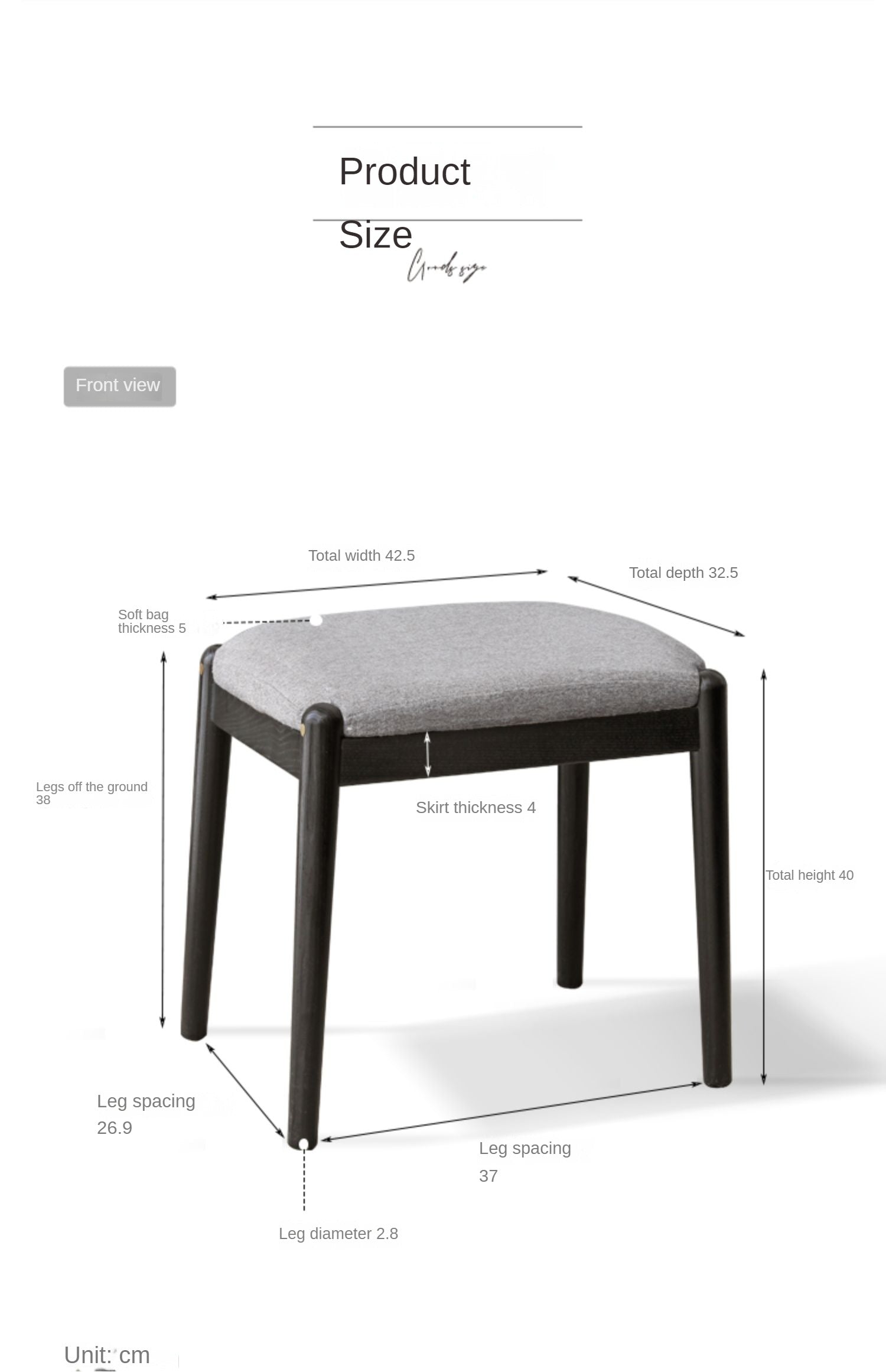 Solid Oak & Birch Wood Makeup Stool - Durable Vanity Seat with Comfortable Cushion for Bedroom, Bathroom & Dressing Room