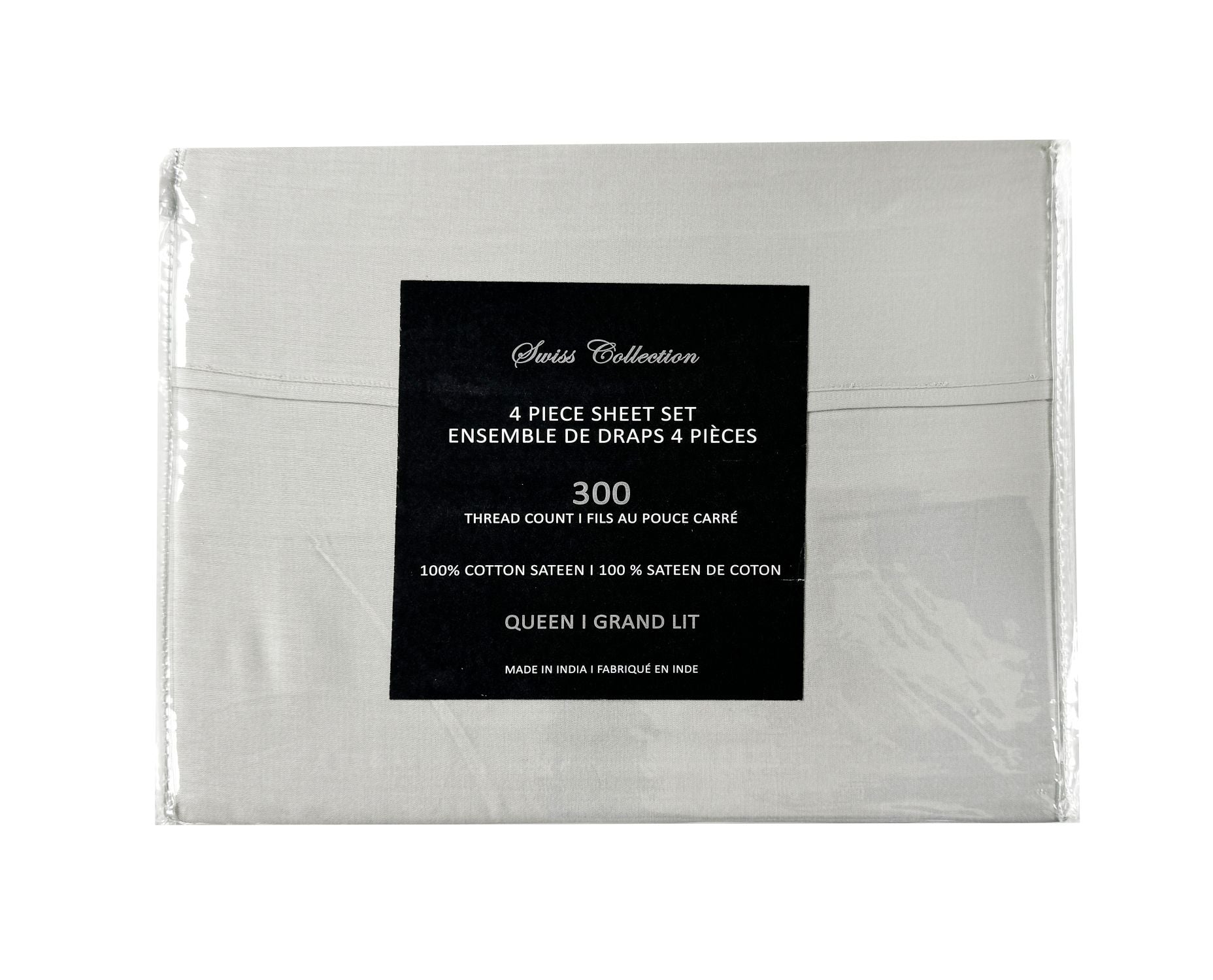 Premium 100% Cotton King Size Sheet Set - 300 Thread Count, Light Grey - Ultra Soft & Breathable for Year-Round Comfort - Perfect for Master Bedroom, Guest Room & Luxury Hotels