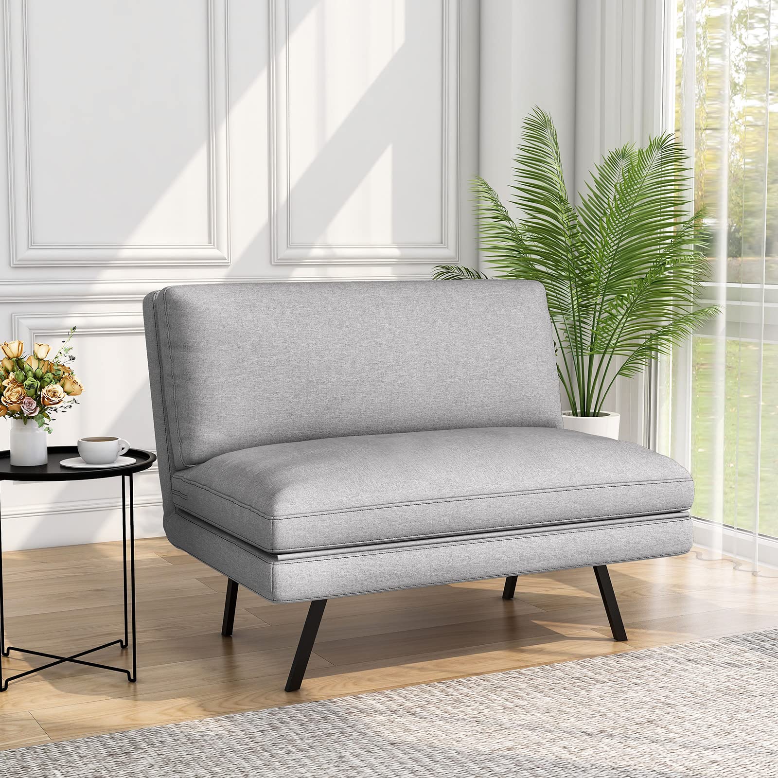 IULULU 4-in-1 Convertible Chair Bed - Adjustable Backrest Sleeper Sofa & Folding Floor Couch for Small Spaces, Dorm Rooms & Guest Rooms (Grey) - Perfect for Lounging, Napping & Extra Sleeping Space