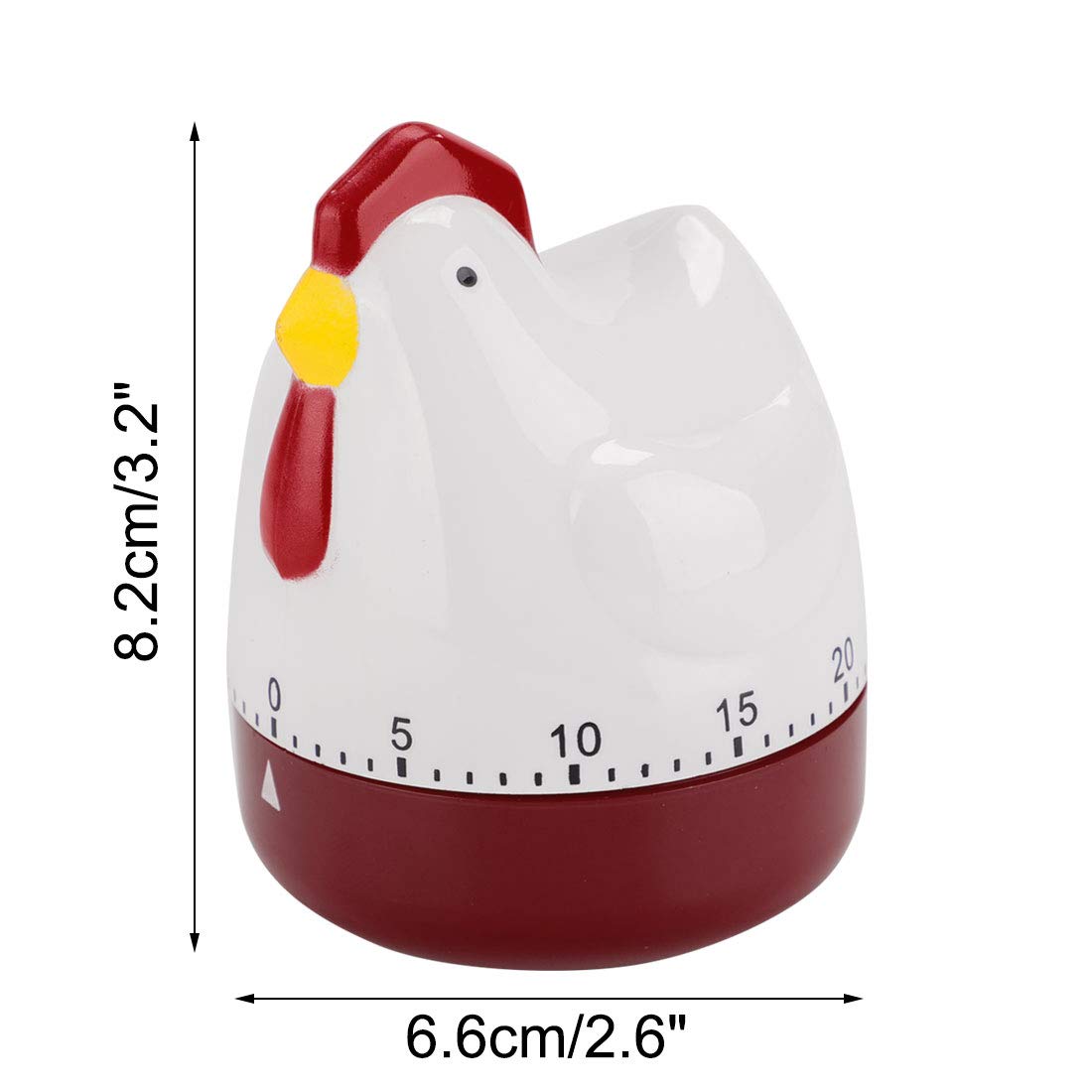 uxcell 60-Second Chicken-Shaped Mechanical Kitchen Timer Alarm Clock - White & Red for Cooking, Baking, and Home Use