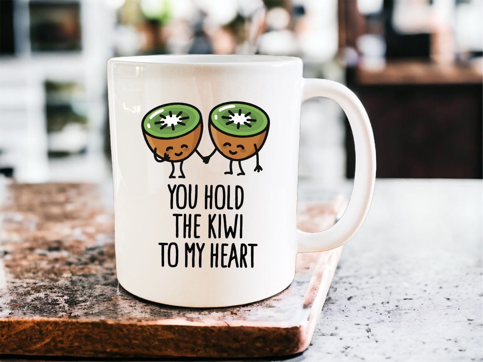 Kiwi Heart Mug - Cute Ceramic Coffee Cup with Kiwi Fruit Design - Perfect for Tea, Coffee, and Hot Chocolate at Home or Office