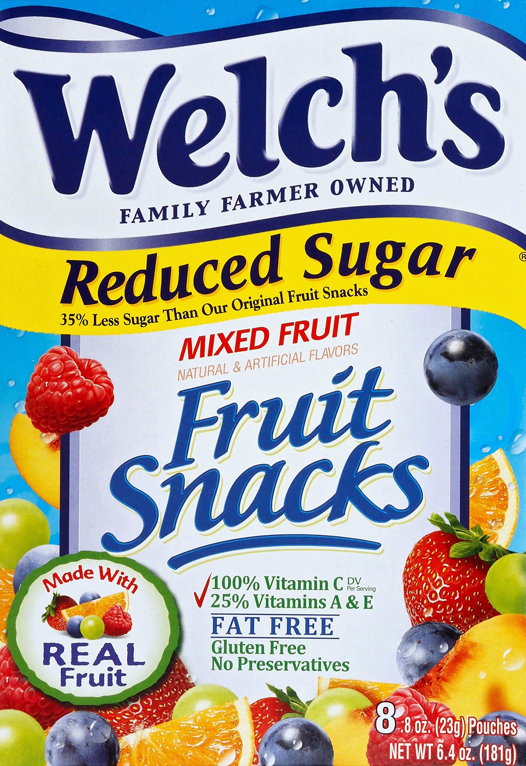 Welch's Mixed Fruit Snacks - 0.8 Oz (8 Count) | Gluten Free, Fat Free & Vitamin C Rich | Perfect for Lunchboxes, After-School Snacks & On-The-Go Energy