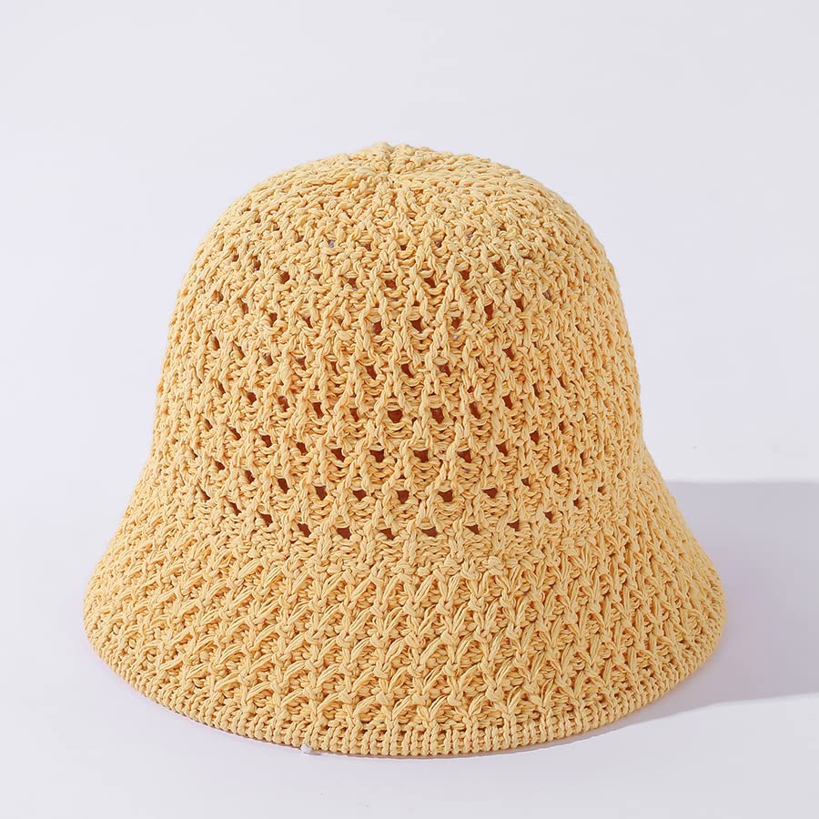 Women's Wide Brim Straw Sun Hat - Breathable Flax Beach Hat for Summer, UPF 50+ UV Protection, Fashionable Bucket & Fisherman Style - Perfect for Beach Vacations, Pool Parties, and Outdoor Activities (Color: 06-20 * 36 * 55)