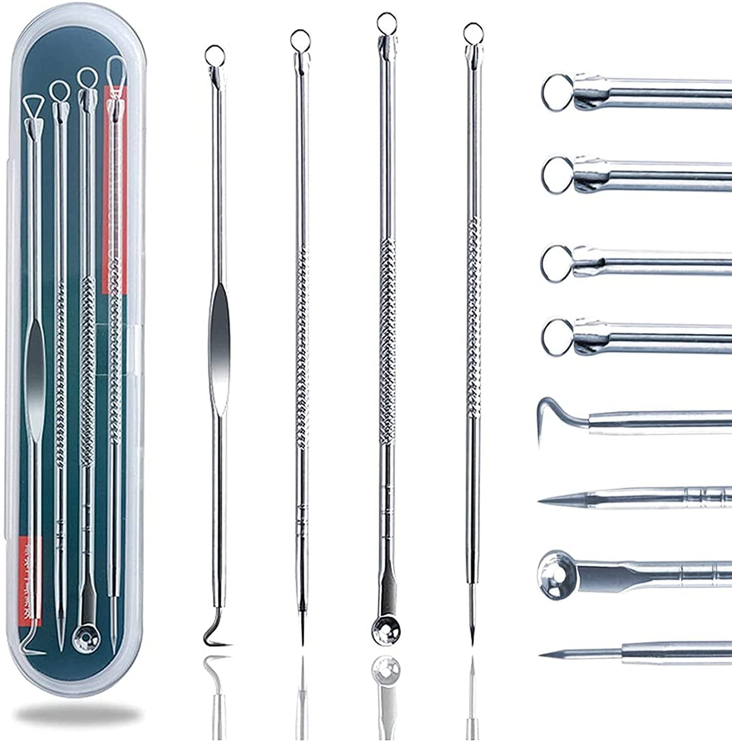 Professional Blackhead Remover Kit - 4Pcs Acne Comedone Extractor Tool Set for Blemish, Whitehead & Zit Removal | Safe for Nose & Face Skin | Perfect for Home Skincare & Spa Treatments