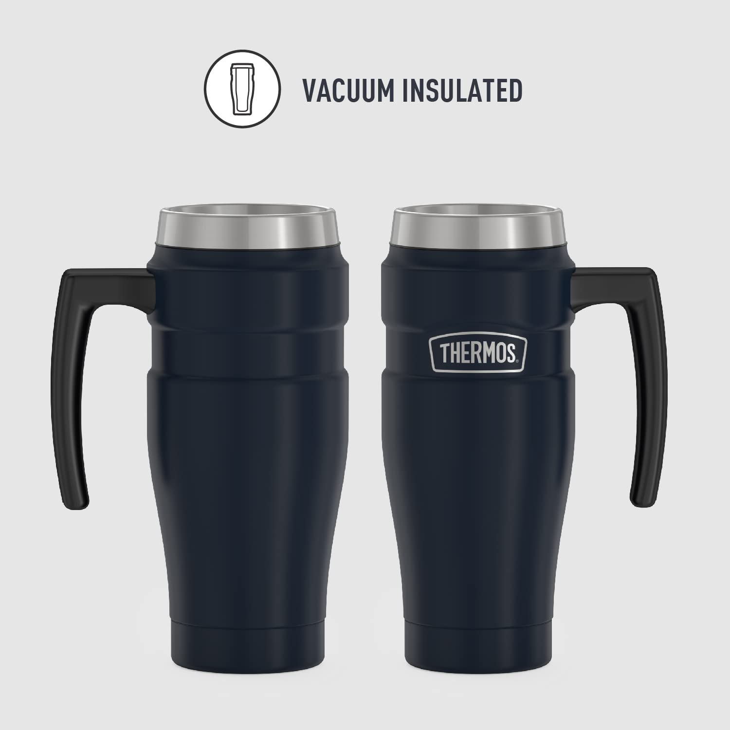 THERMOS Stainless King Vacuum-Insulated Travel Mug - 16oz Leak-Proof Coffee Thermos, Double-Wall Insulation Keeps Drinks Hot/Cold for Hours - Perfect for Commuting, Camping & Office Use (Midnight Blue)