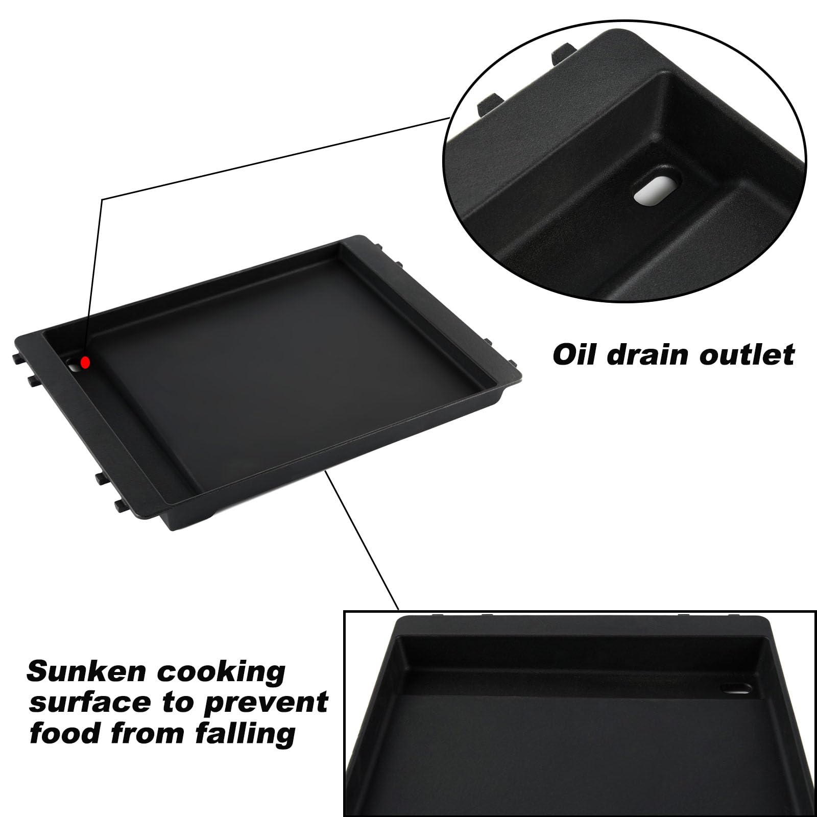 Weber Genesis 300 Grill Griddle Replacement Parts - Compatible with Genesis E-310, E-320, E-330, S-310, S-320, S-330, EP-310 Models - Heavy Duty Cast Iron Griddle Pan & Flat Top for Gas Grills - Perfect for Outdoor BBQ, Backyard Cooking & Camping
