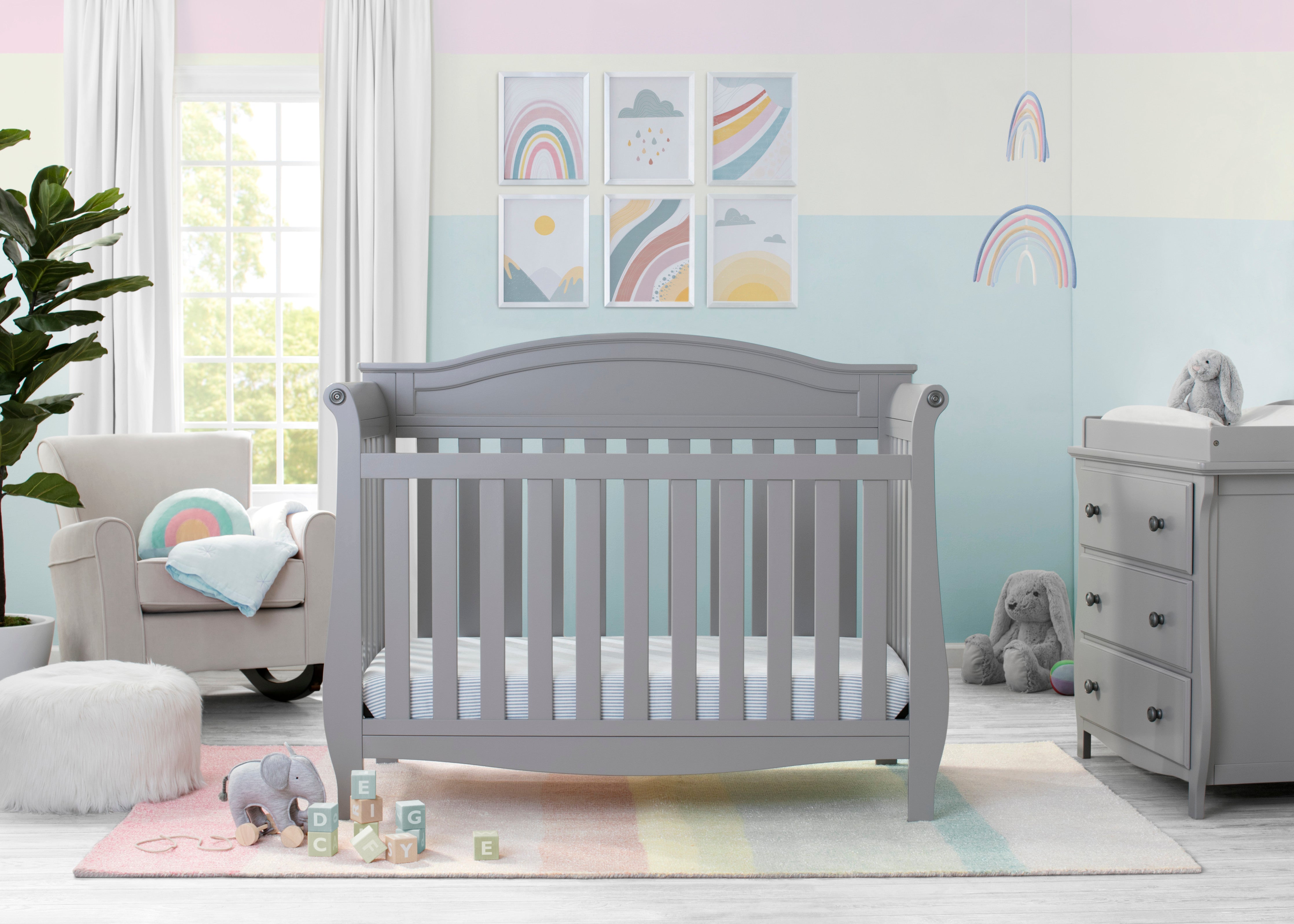 Lancaster 4-in-1 Convertible Baby Crib - White Nursery Furniture for Toddler to Full Size Bed | Perfect for Nursery, Bedroom & Guest Room