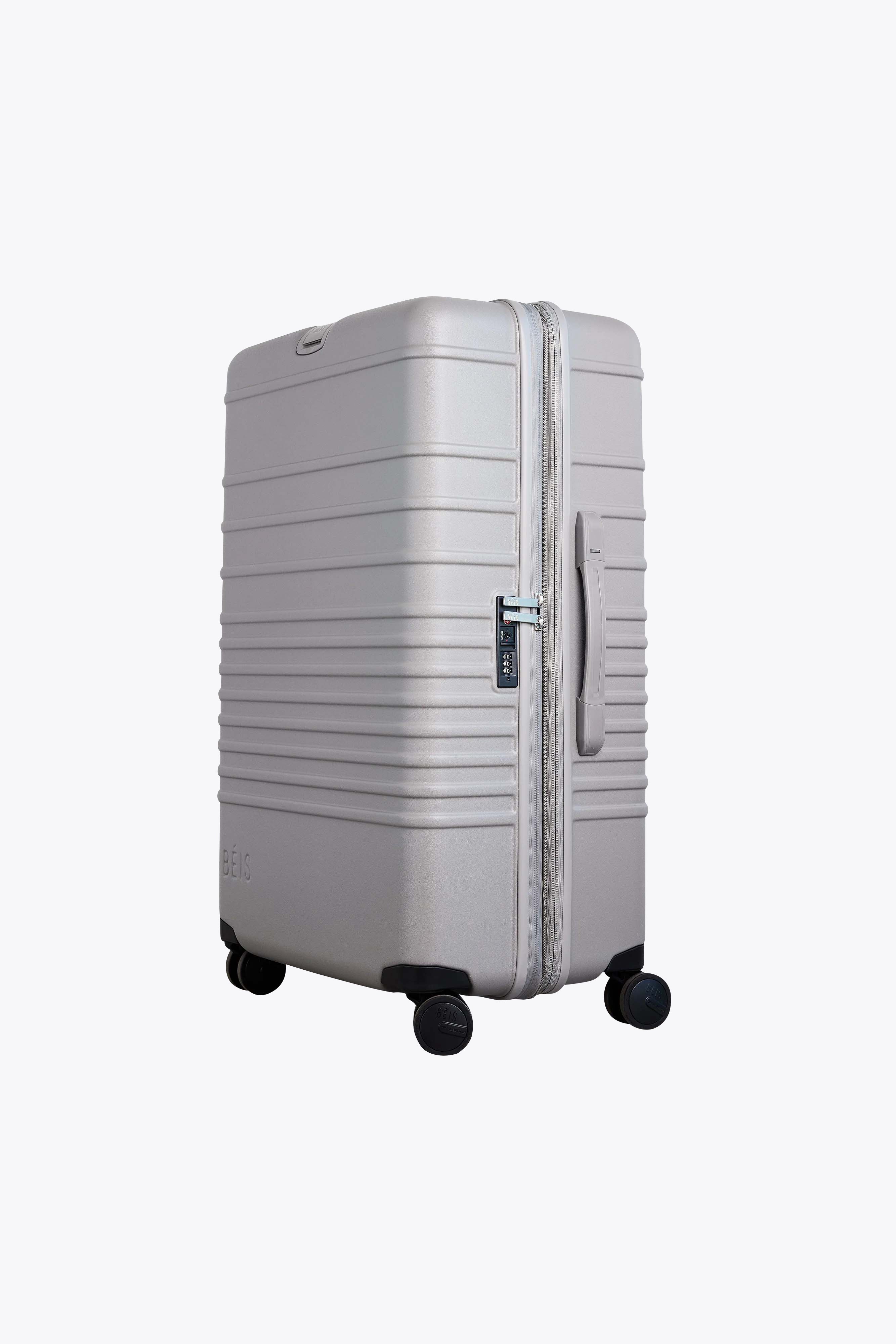 Large Grey Check-In Roller Luggage - Spacious & Durable Suitcase for Air Travel, Business Trips & Vacations